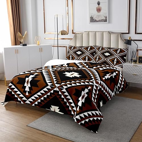 Miniatura 2 de Juego de edredón rústico occidental tamaño Queen para hombres, juego de colcha azteca del suroeste, juego de colcha bohemio, estilo étnico mexicano,