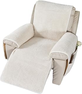 EBETA Liegesesselbezug Sesselbezug Sofa Armlehnenbezüge, Sherpa Husse für Relaxsessel Sesselschoner Sesselauflage, Schutzbezug Anti-Rutsch, Relaxsessel Bezüg (Cremefarbe, 76x231 cm)