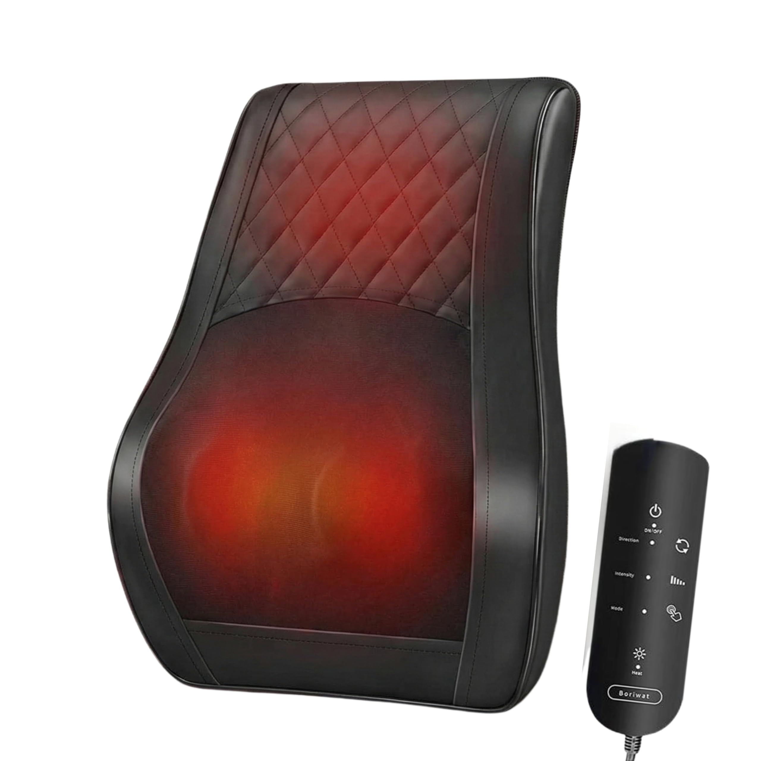 ExtraLux Premium Shiatsu Back Massager with Soothing Heat | 3D Deep-Tissue Kneading Pillow for Pain Relief | Lumbar Backrest Massager for Office Chair & Home & Travel Use