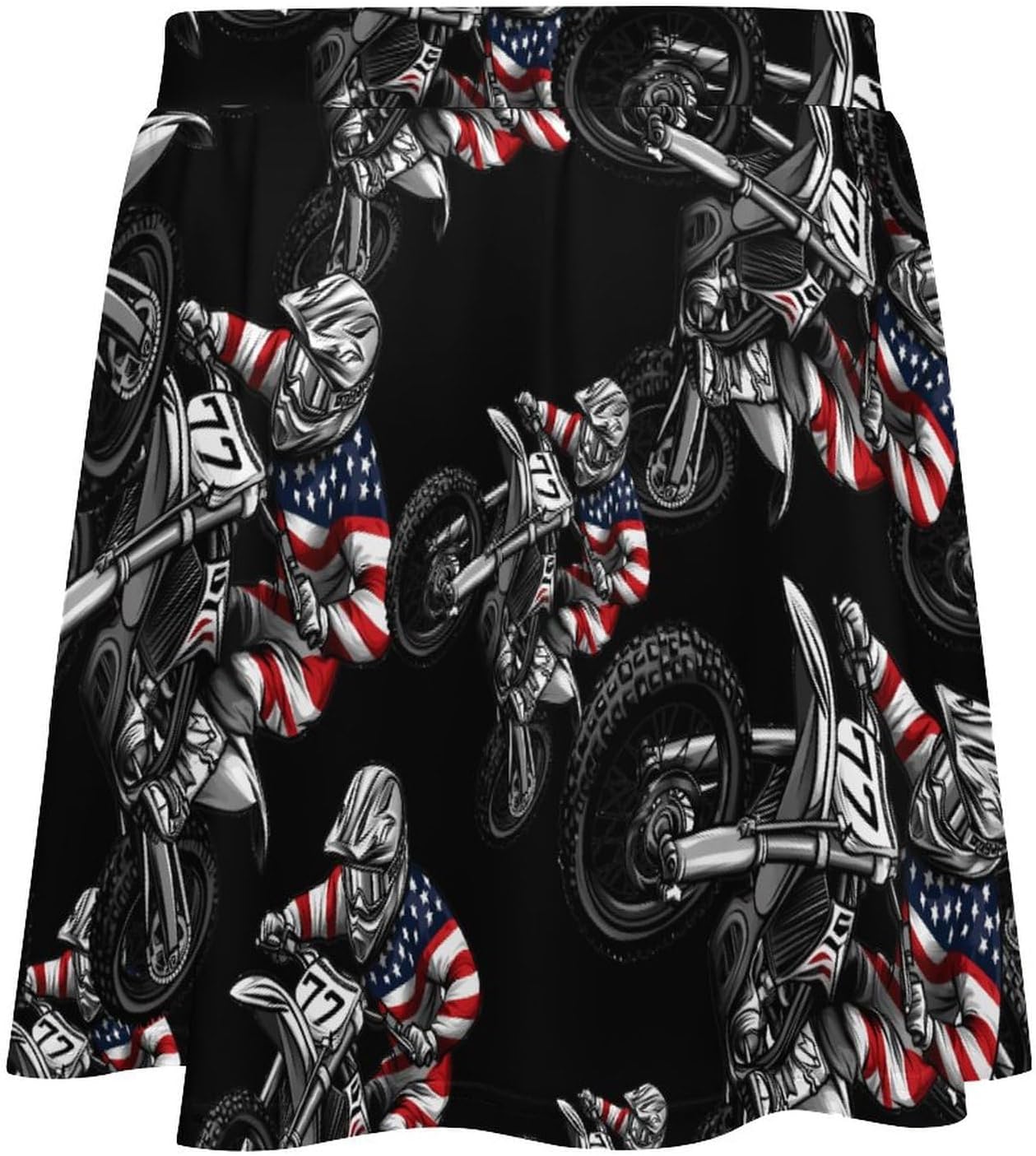 Dirt Bike Motocross US Flag Women Tennis Skirt Print Golf Skirts Mini Casual Workout Skorts