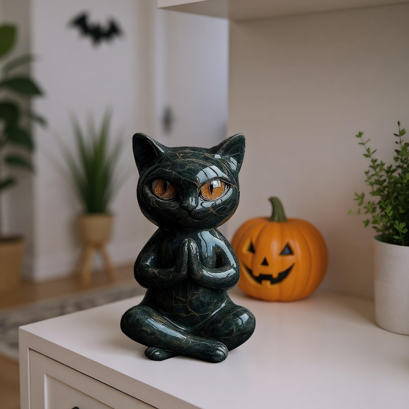 Figurki do jogi kota Halloween figurka zwierzę żywica statuetka dekoracja