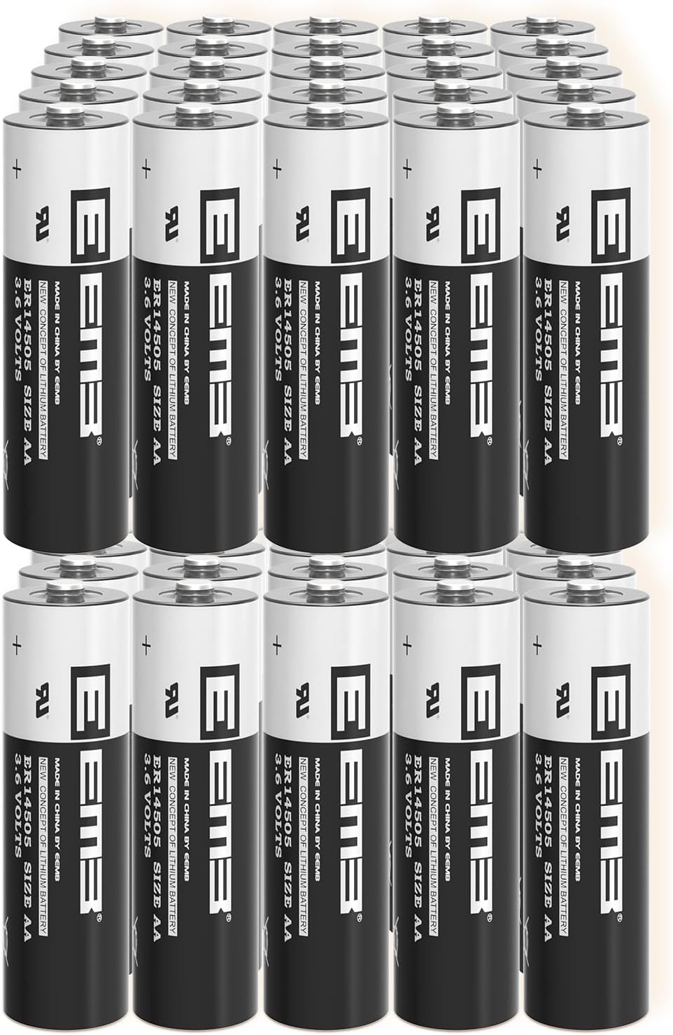 EEMB 50PACK ER14505 3.6V 2700mAh AA Lithium Battery 2700mAh Li-SOCL₂ Non-Rechargeable Batteries SB-AA11 LS14500 TL-5903 SL-360 ER14500 for Sensor/Water Electricity Meter/Gas PLC Facility Equipment