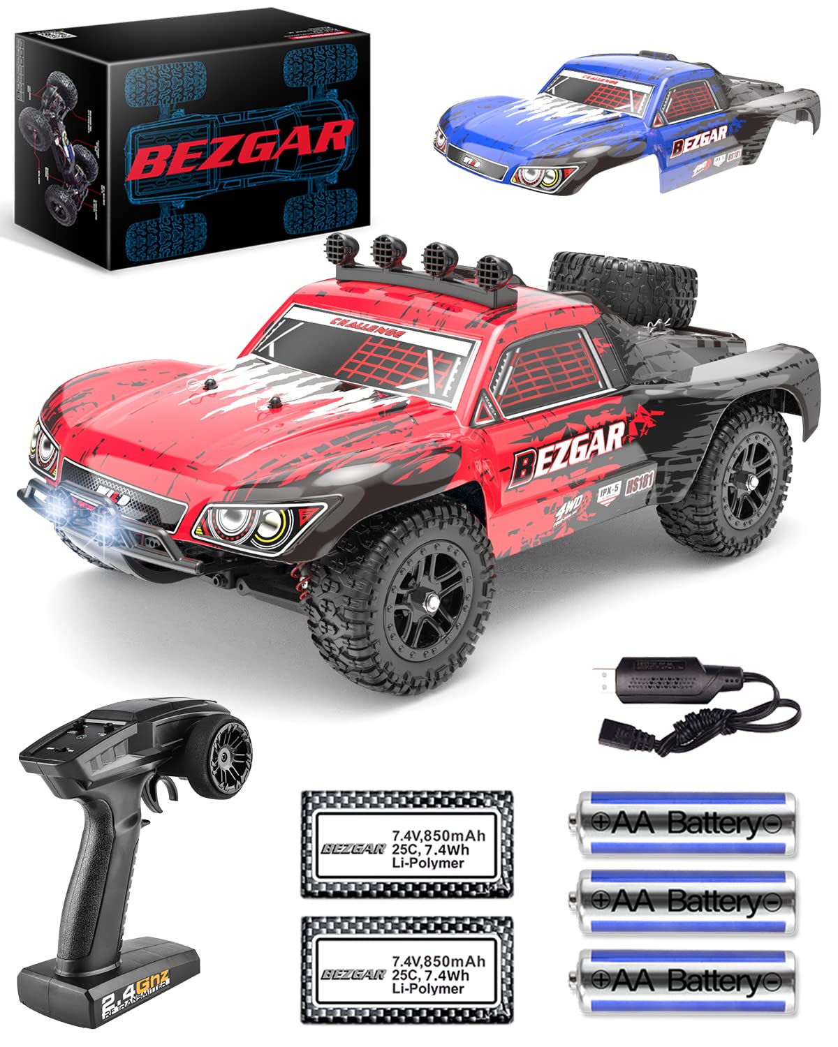BEZGAR HS181 Hobby Grade 118 Scale Remote Control Trucks4WD Top Speed