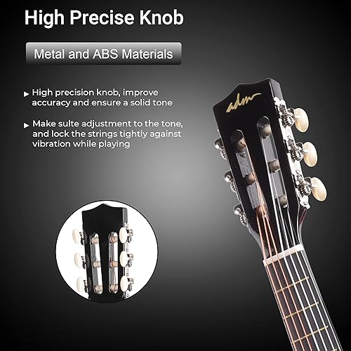 Vista 65 de ADM - Guitarra acústica para principiantes de 30 pulgadas, cuerdas de nailon, guitarra de madera para niños y estudiantes, lecciones en línea