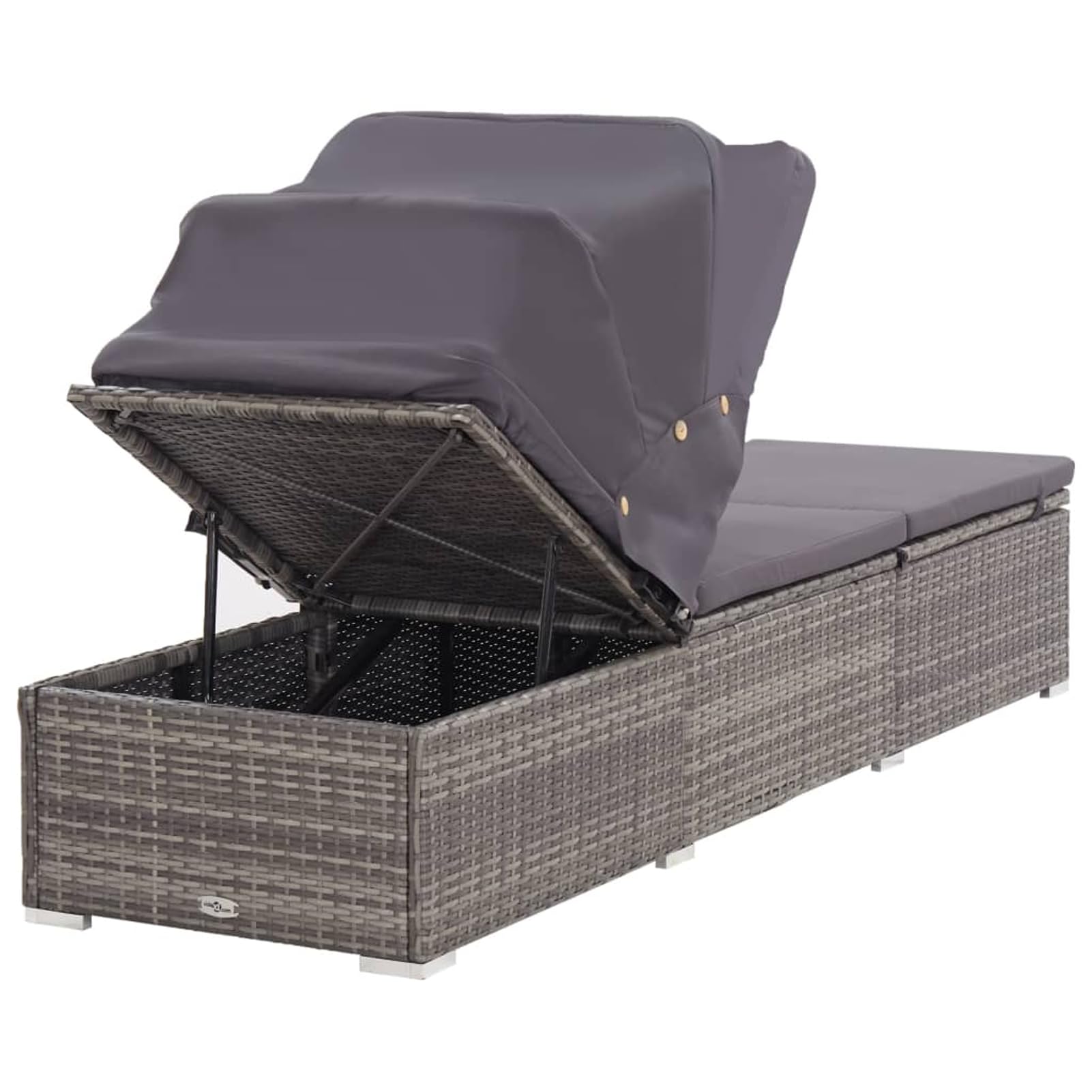 Gecheer Tumbona de Ratan Sintético con Cojín Acolchado y Toldo Plegable - Resistente a la Intemperie y Fácil de Limpiar Modelo LYKXPDGRX-46248ES