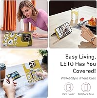 Vista 371 de LETO para iPhone 15 Pro Funda tipo cartera - Tapa tipo folio con patada - Diseños de moda - Tarjetero - Funda protectora para mujeres y niñas - 6.1
