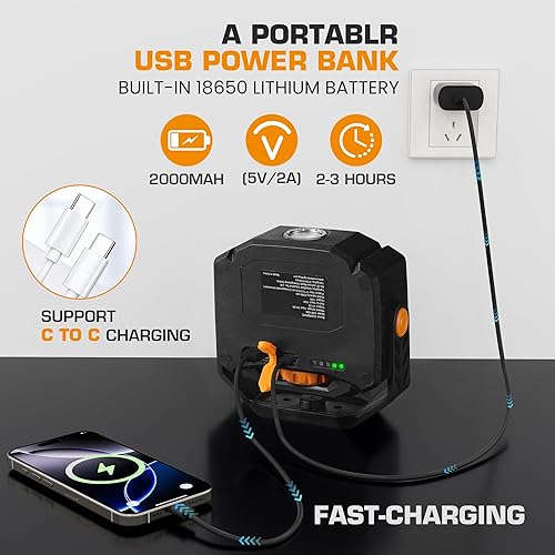 Miniatura 4 de EverBrite Luz de trabajo magnética recargable, luz mecánica portátil de 2000 lm con 7 modos, COB de atenuación continua giratoria de 360 para