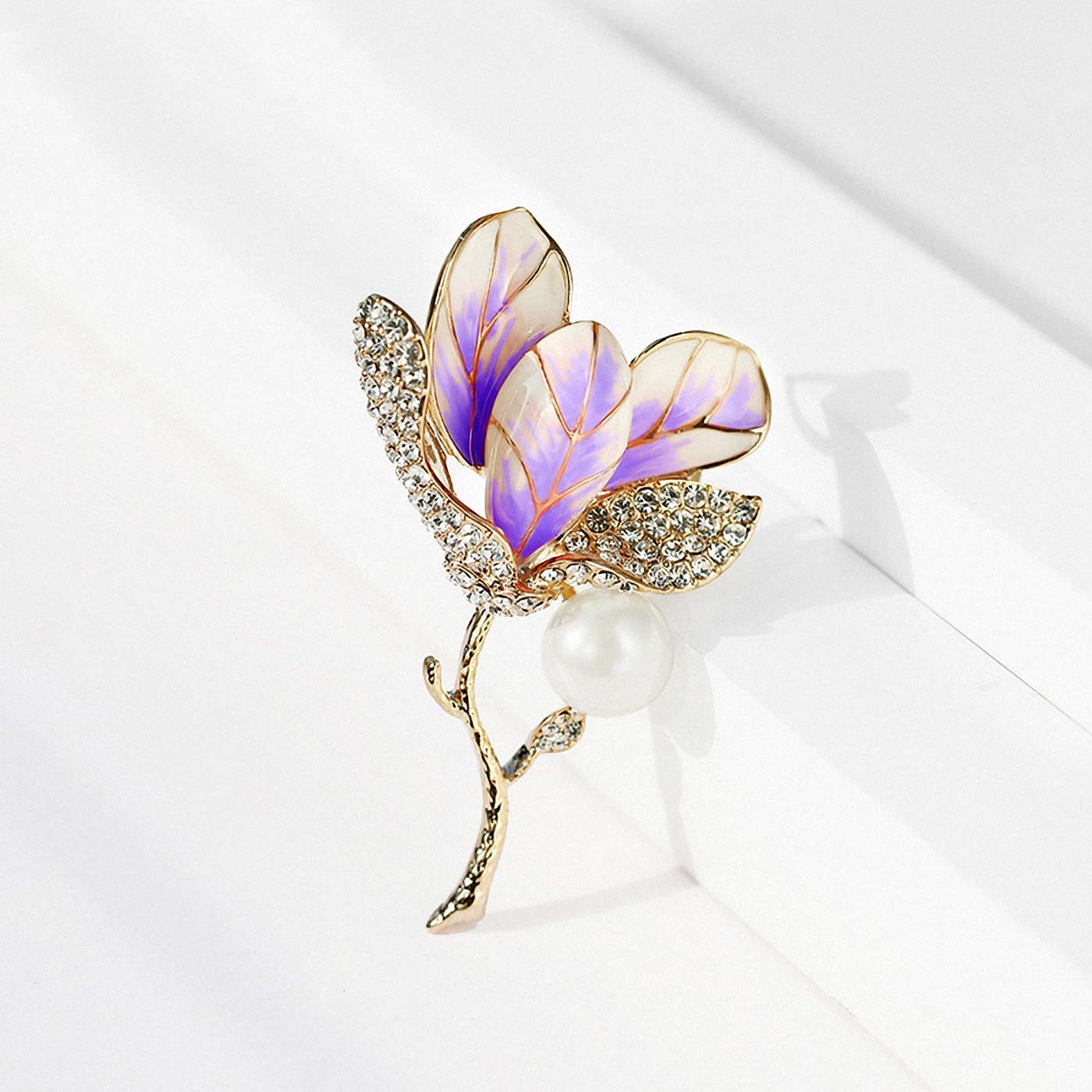 Tulpe Blume Emaille Pin Broach Strass Kristall Frauen Broschen Pins