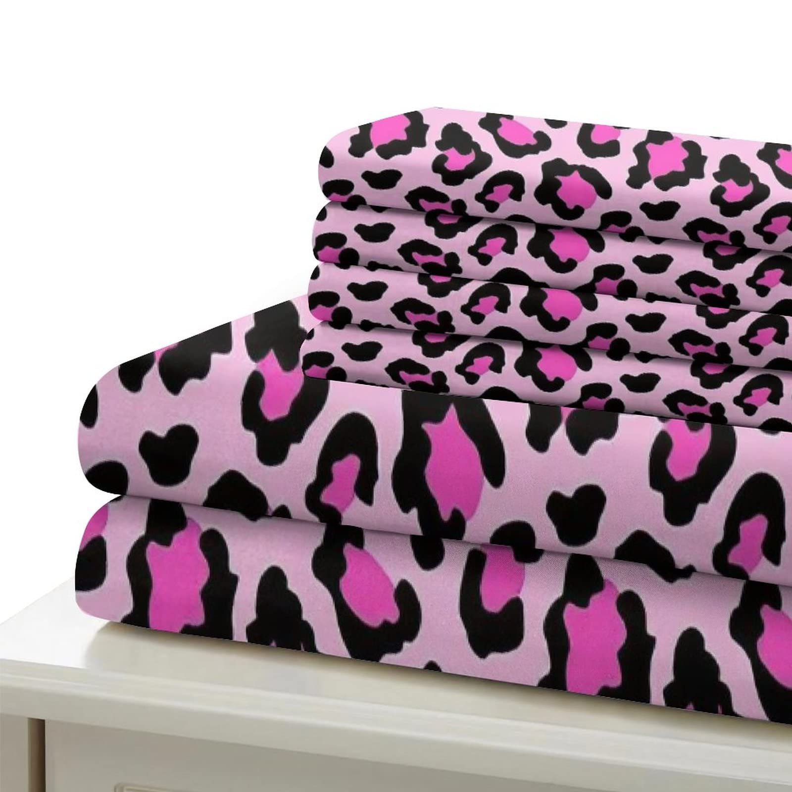 『 Pink Leopard fam 』by Zuberi 30*40cm Amazon.com: 7 Pieces Full Size Pink Leopard Print Kids