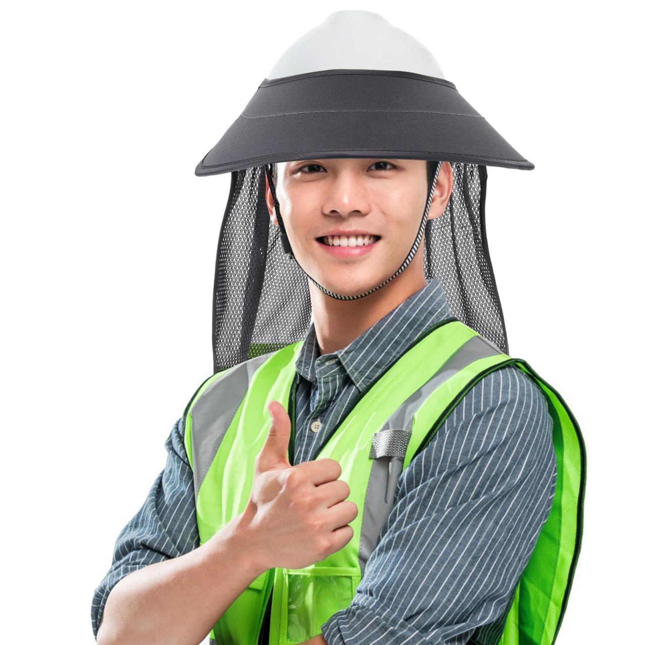 DOITOOL Protector Solar para Casco de Seguridad - ala de Casco Obra con Malla Transpirable y Banda Elástica - Sombrero de Protección Solar para Construcción, Trabajo Exterior y Verano (Gris)