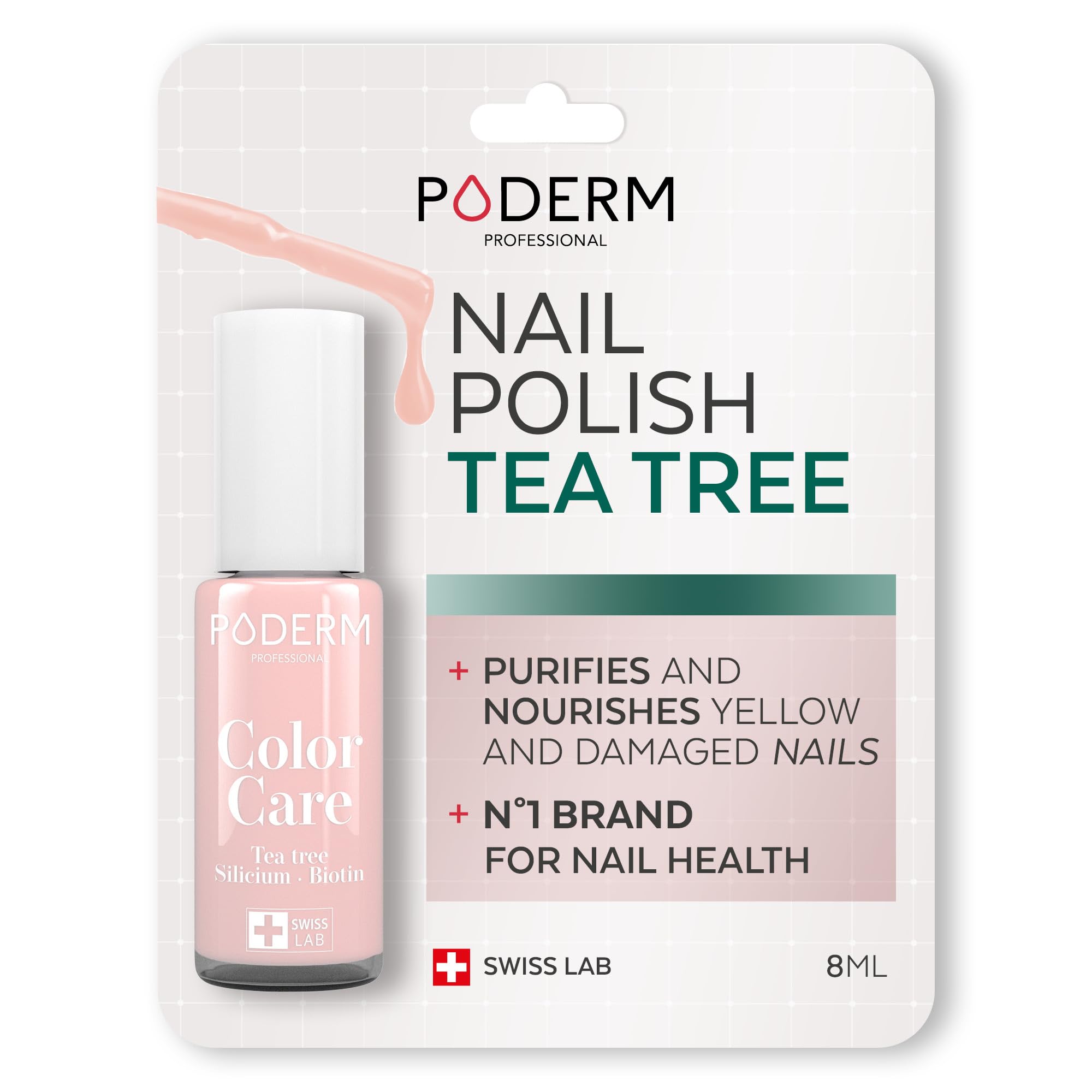 PODERM Swiss-Made Antifungal Nail Polish – Pink | Breathable Treatment with Tea Tree, Silicon & Biotin | Strengthens, Repairs & Conceals Yellow, Brittle & Damaged Nails | Podiatrist-Developed