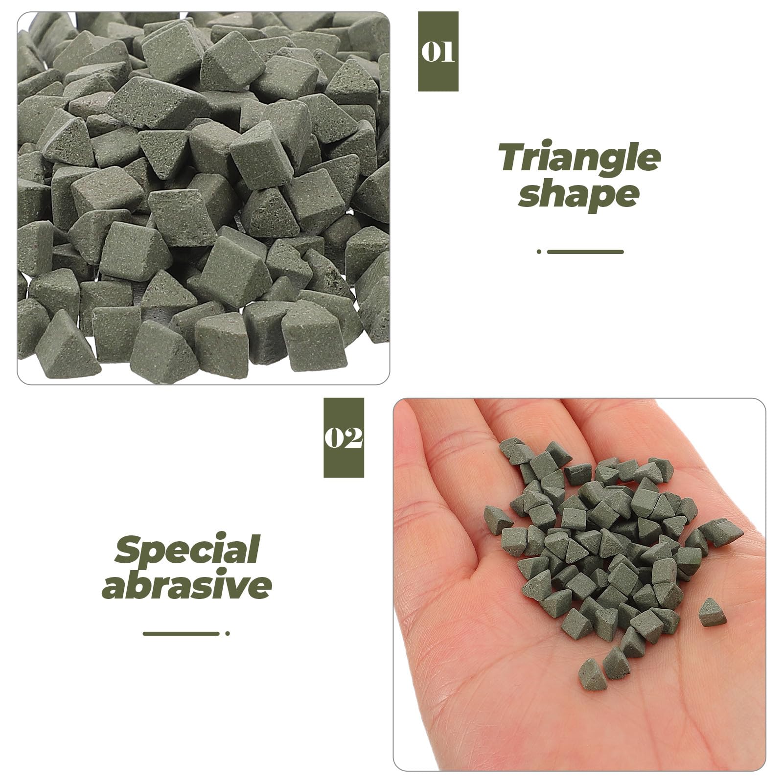 Triangulaire Abrasif en Céramique de Carbure pour Polissage Fin et Ponçage, 450 G, pour Perles Rondes et Cristaux Mixtes à Domicile ou Boutique de Bijoux