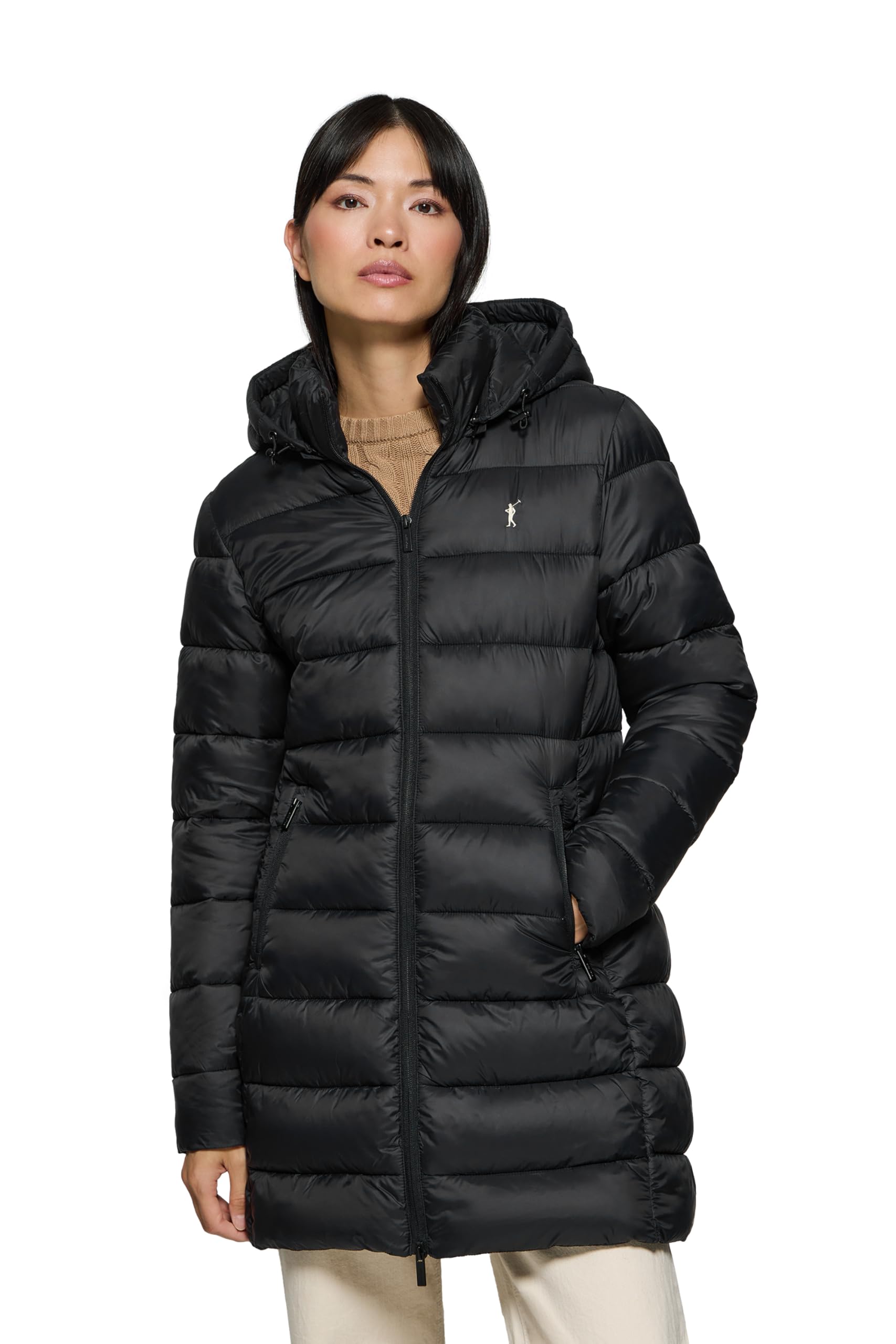 Polo Club Cappotto Ultraleggero da Donna con ricamo e chiusura a Zip - Giacca Invernale