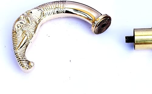 Mango ajustable con diseño de elefante decorativo para bastón de caminar mango de latón para bastones de caminar solo mango con tubo de cuello