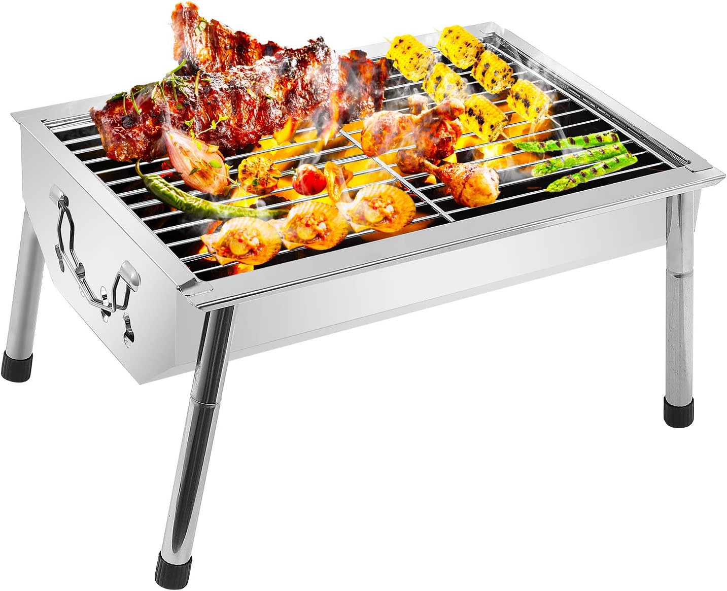 WIKEE Barbecue Charcoal Grill Portable BBQ, Stainless Steel