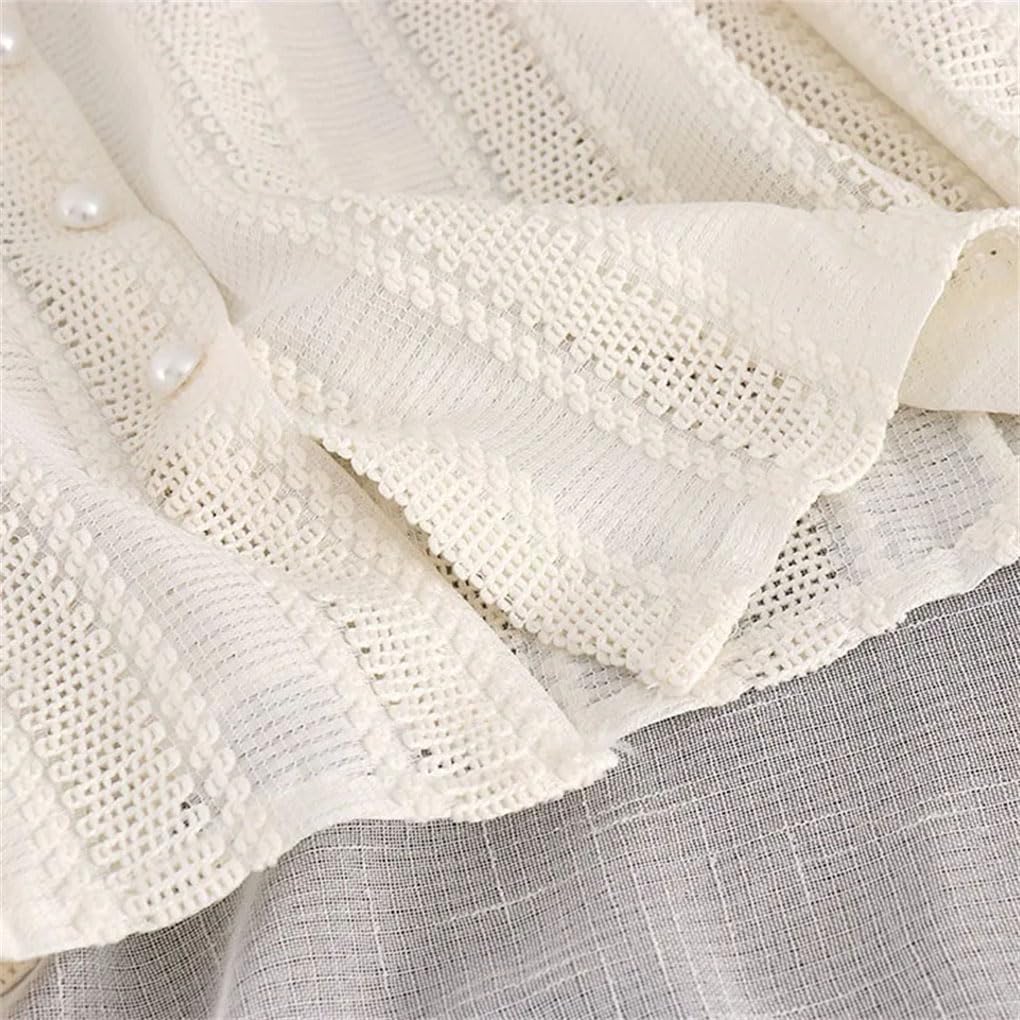 Camisa de manga larga para mujer, con encaje hueco, botonadura simple, informal, para oficina