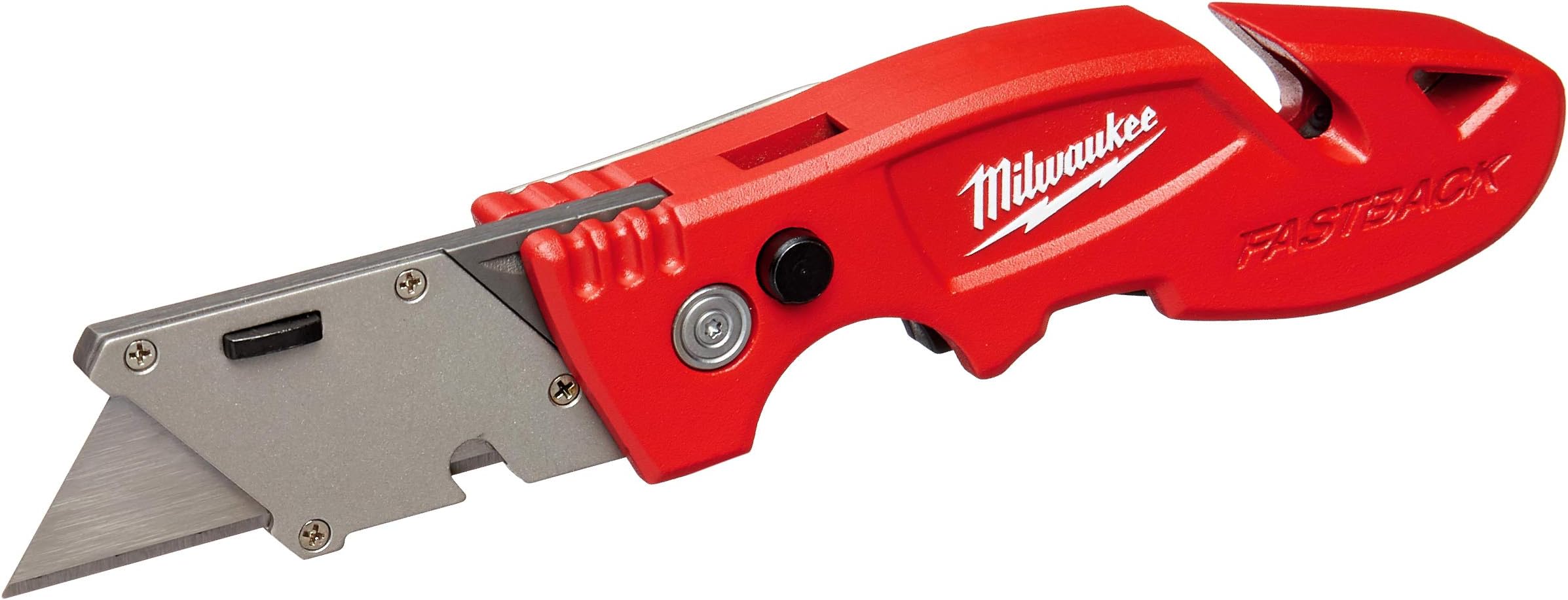 Milwaukee 48-22-1903 Fastback Flip Utility Knife with Blade Storage, Press and Flip Opening, 4 Blade Storage, All Metal Body, Quick Blade Change, Gut Hook, Wire Stripper, Wire Form Belt Clip