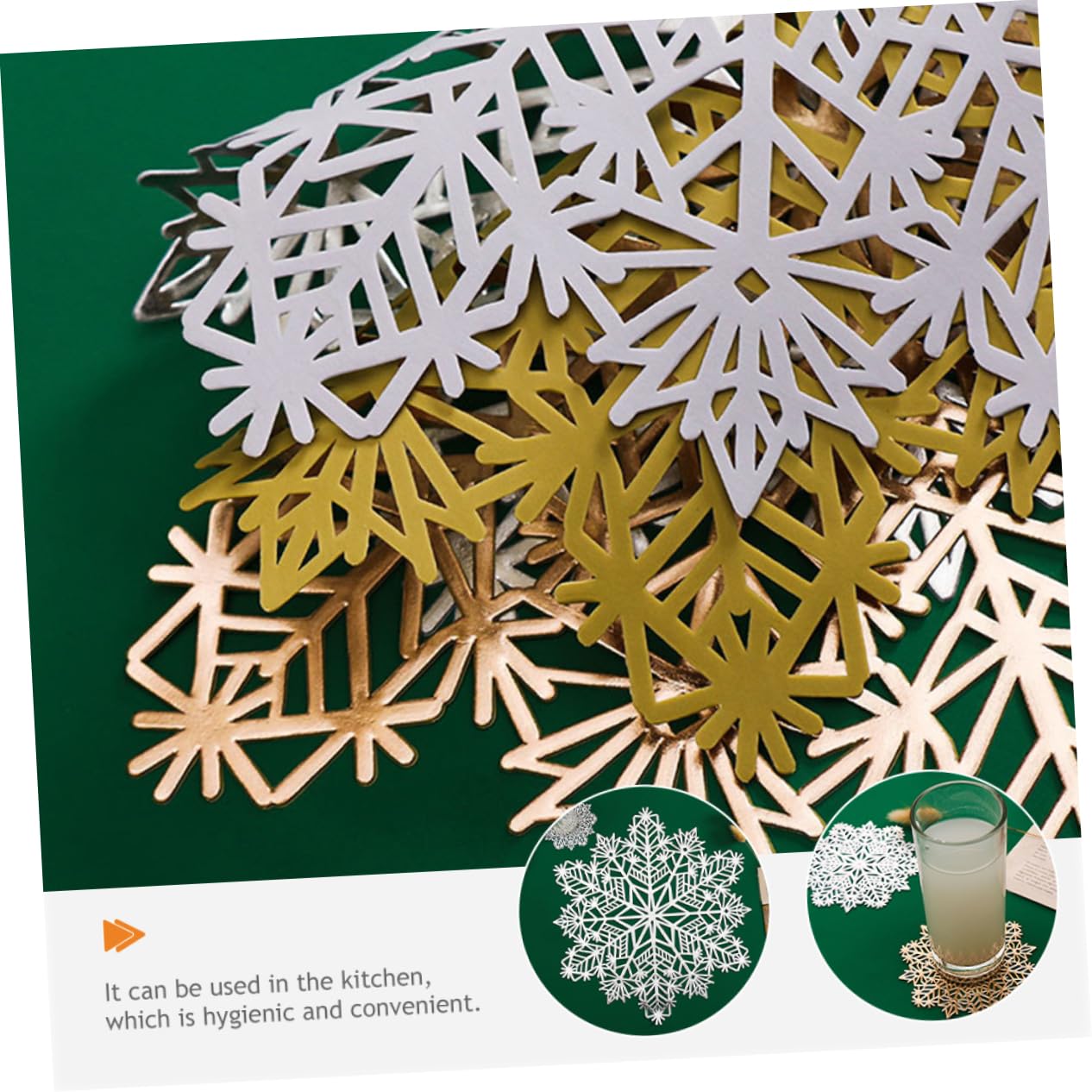 TOPBATHY Lot De 2 Sets De Table De Noël en Forme De Flocons De Neige Résistants À La Chaleur Accessoires De Cuisine Festifs 6 Pièces X 2