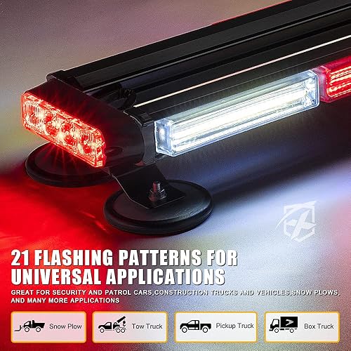 Miniatura 4 de Xprite Barra de luz LED estroboscópica COB de 26 pulgadas, luz intermitente de doble cara de advertencia de peligro con magnética para vehículos de
