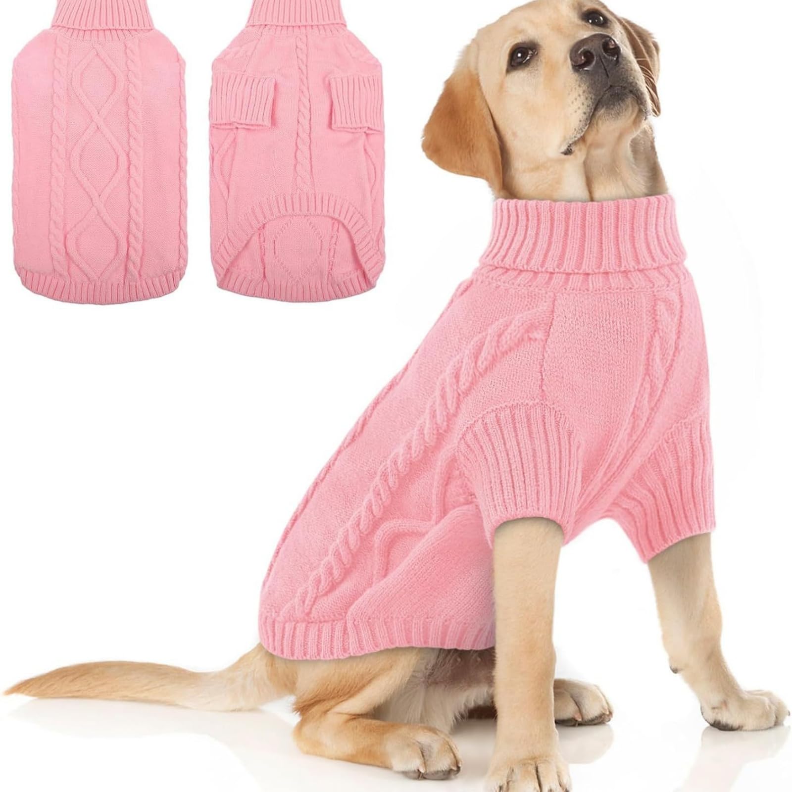 Hixingo Dog Knitted Jumper for Large Medium Small, XS-5XL Puppy Knitted Jacket Soft Warm Lightweight Winter Coat for Cold Weather Pets Male or Female (Pink,XL)