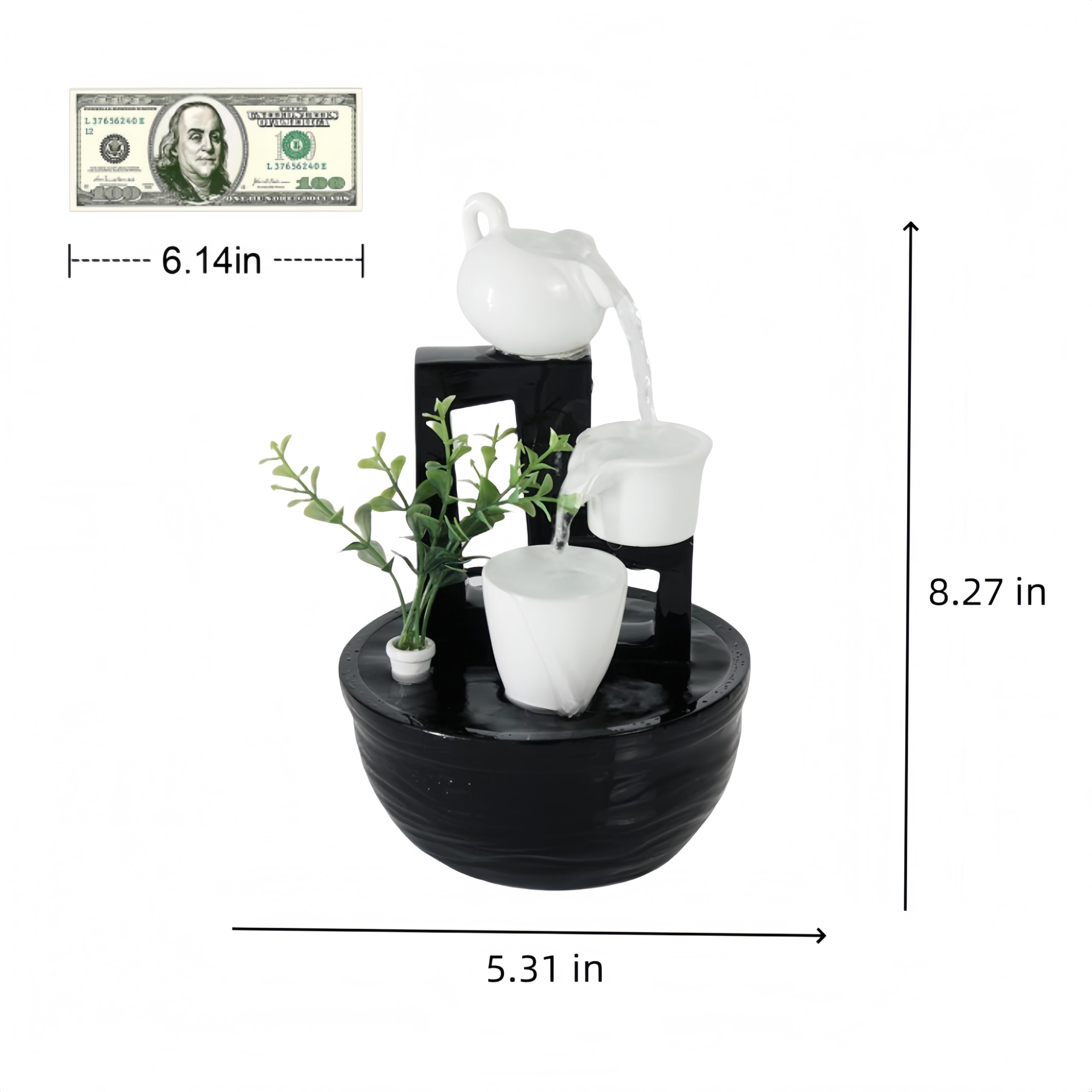 Fuente de Agua de sobremesa para Interiores: decoración para meditación, relajación, Yoga, Estudio, té, Sala de Estar, Oficina y salón de Belleza.