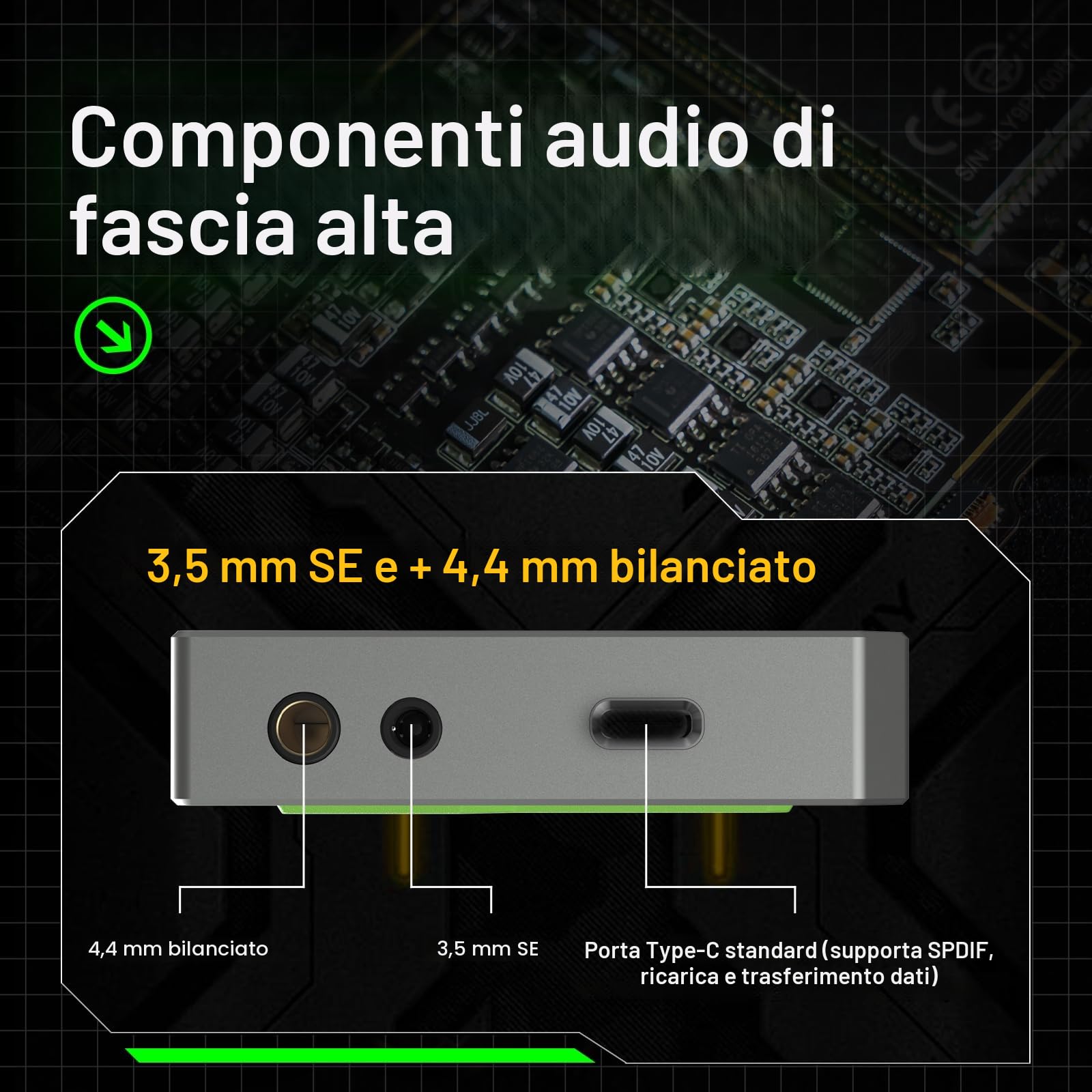 HiBy Lettore MP3 Android R4 con bluetooth e wifi integrato 4dac android12 supporto riproduzione DSD PCM MQA con 4,4 mm bal memoria 32G (nero)