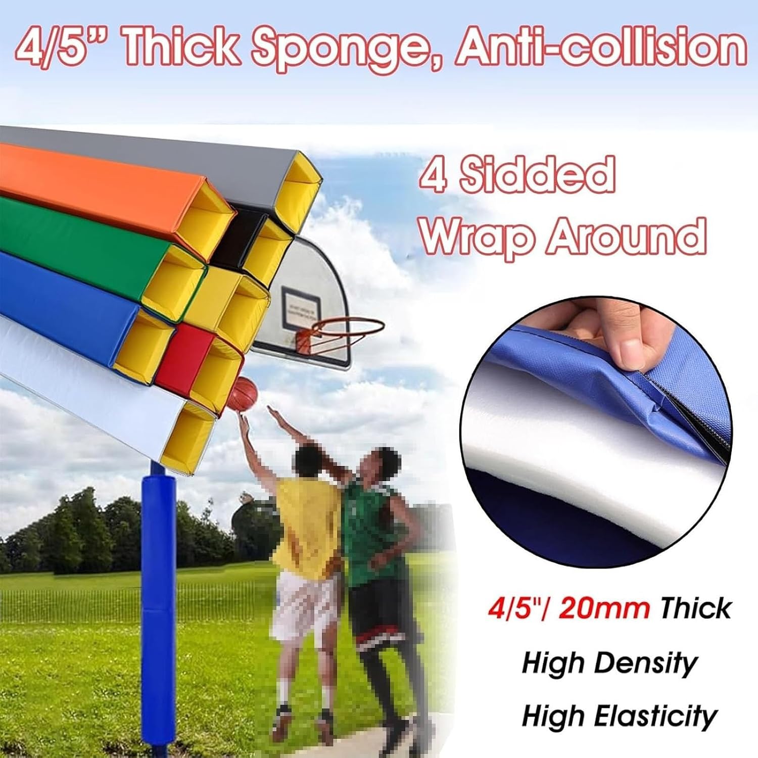 Square Column Safety Pads, Basketball Hoop Padding Pole, Perfect to Cover Basketball/Football/Basement/Volleyball Post and Playgrounds