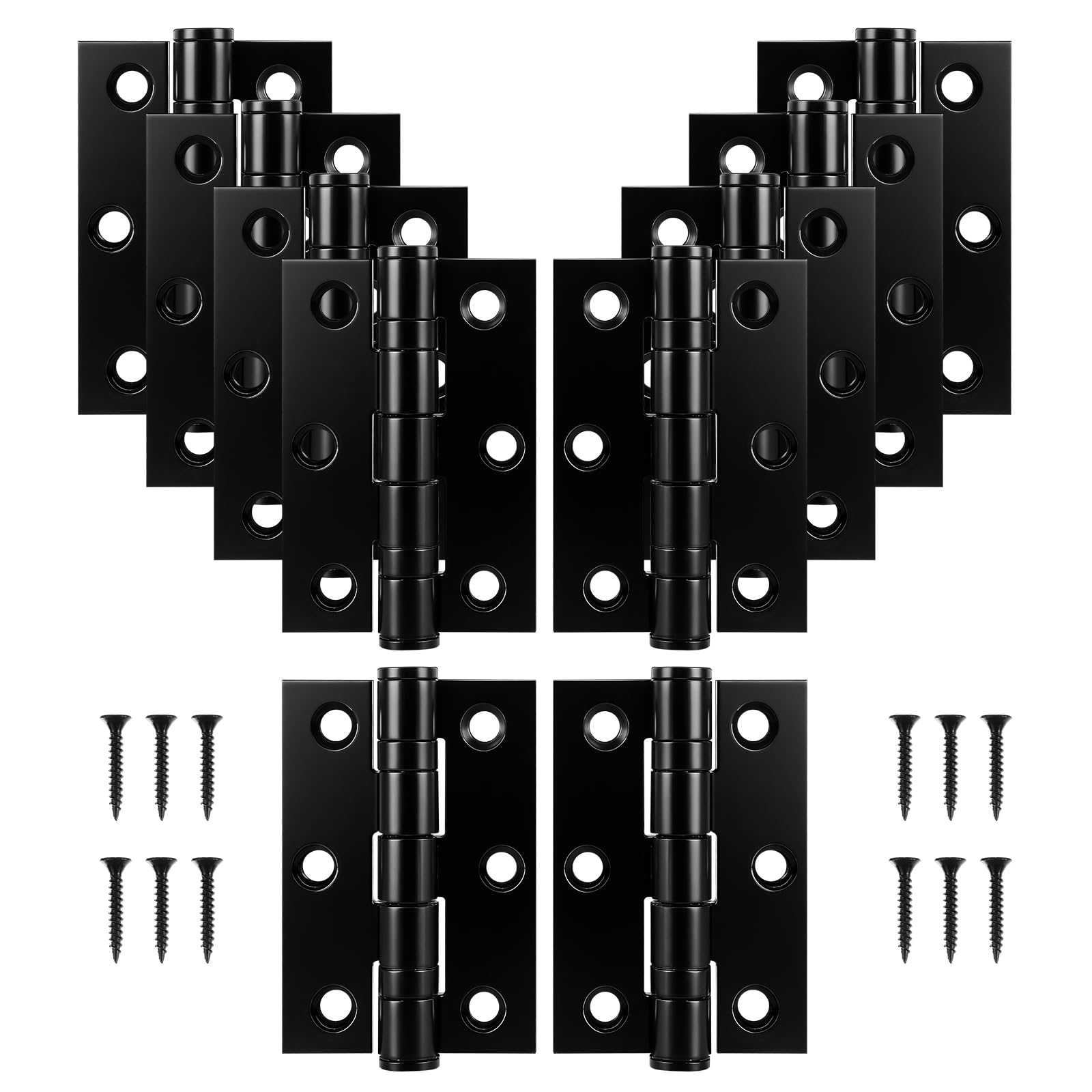 MEIDIV 16 Pack Heavy Duty Door Hinges 3 Inch, 75mm Internal Door Hinge, Stainless Steel Ball Bearing Hinge, Black Butt Hinges for Internal DoorsοΌ75 x 50 x 2.3mmοΌ