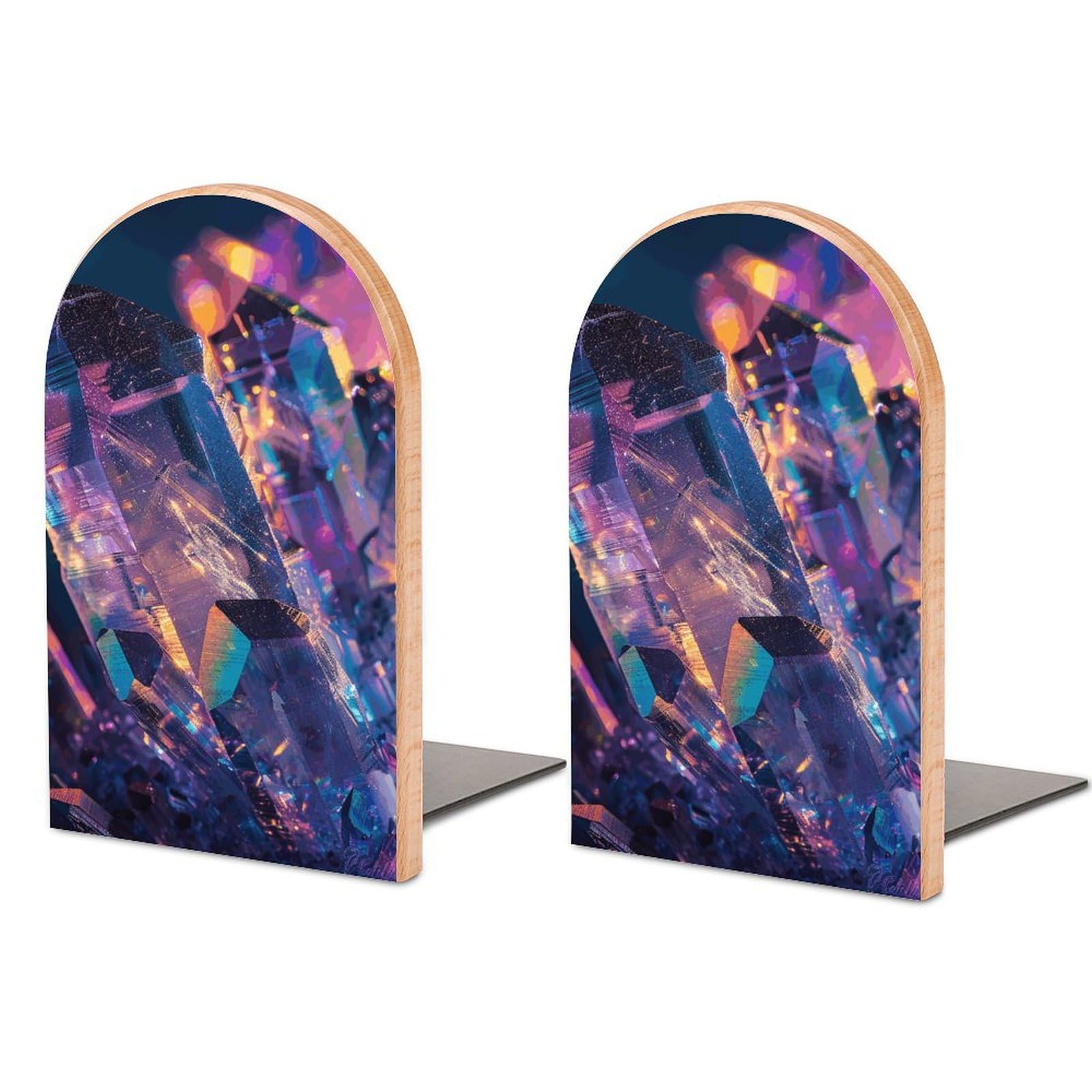 Serre-livres en bois de roche irisé pour organiser vos DVD et CD
