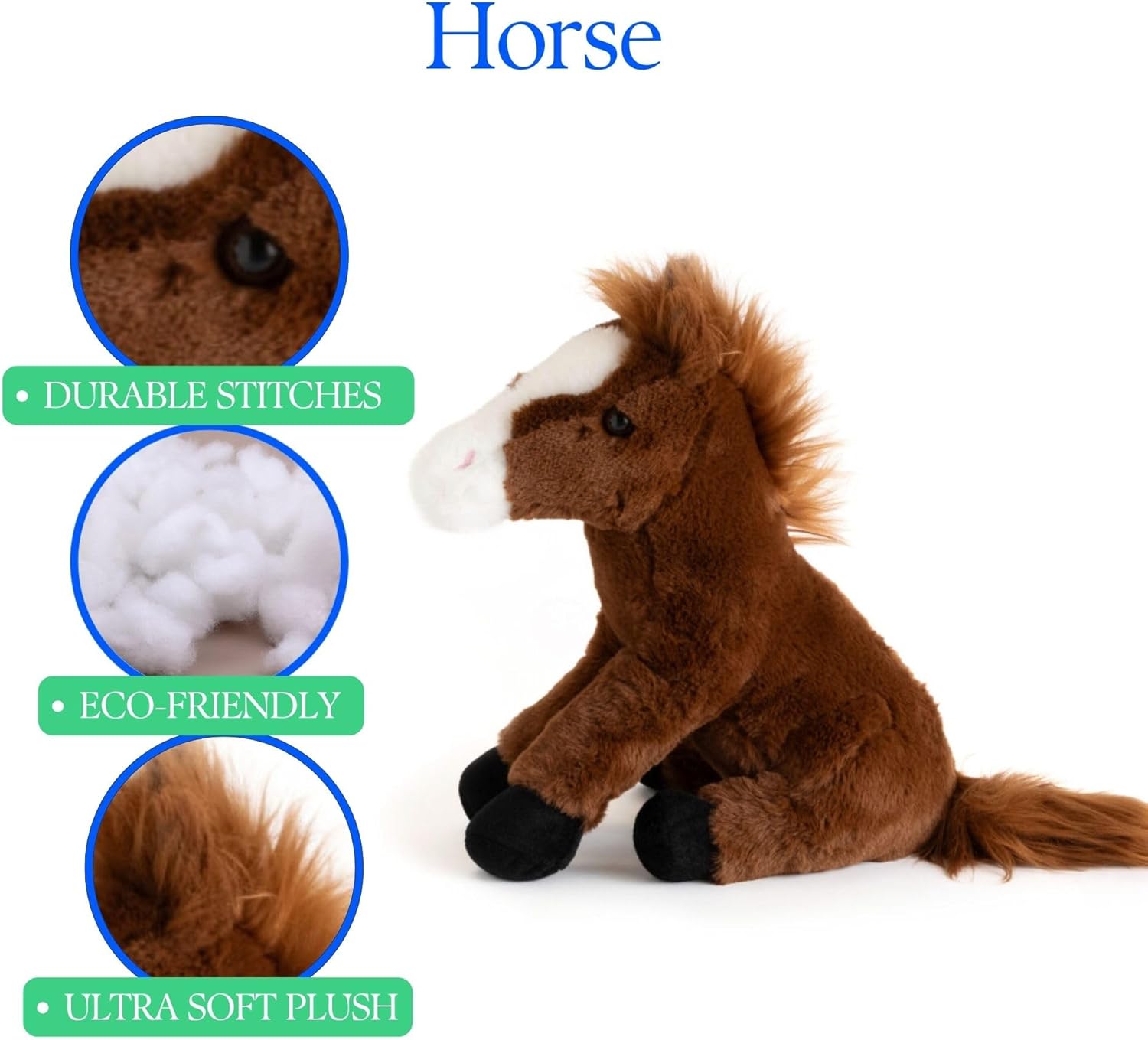 The Petting Zoo Horse Stuffed Animal Plushie, Gifts for Kids, Wild Onez Farm Animals, Horse Plush Toy 12 inches