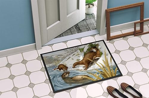 Miniatura 4 de Caroline's Treasures ASA2186JMAT Playtime Otters - Tapete para puerta delantera, 24 x 36 pulgadas, para interiores y exteriores, para entrada,