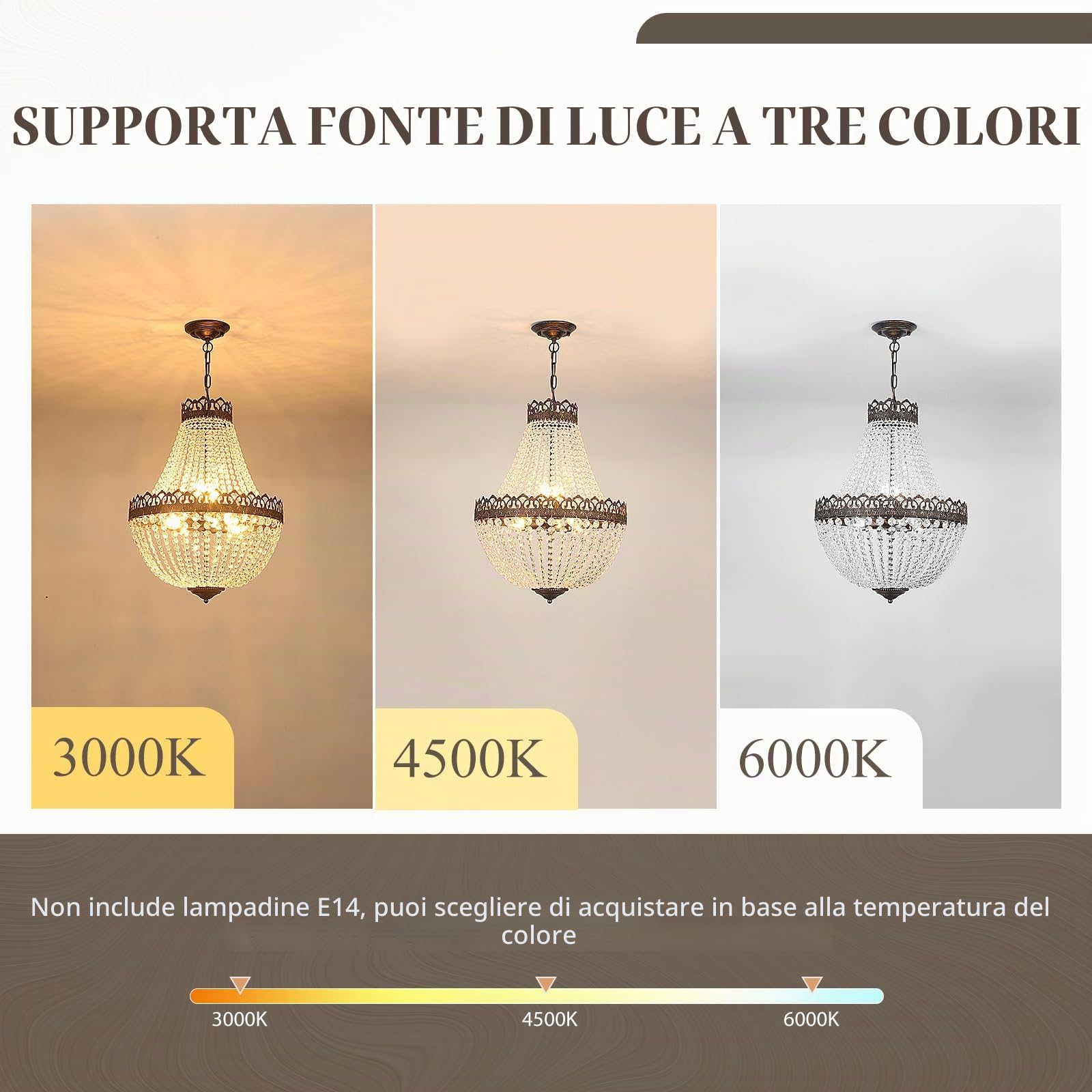 Lampadario Cristallo Vintage,Lampadario Camera da Letto E14,Catena Regolabile L100cm,Lampadario Cucina Sospensione 4 Luci,Lampadario Led Soffitto Soggiorno Anticata Nera-Oro,60W,Ø46*63cm.
