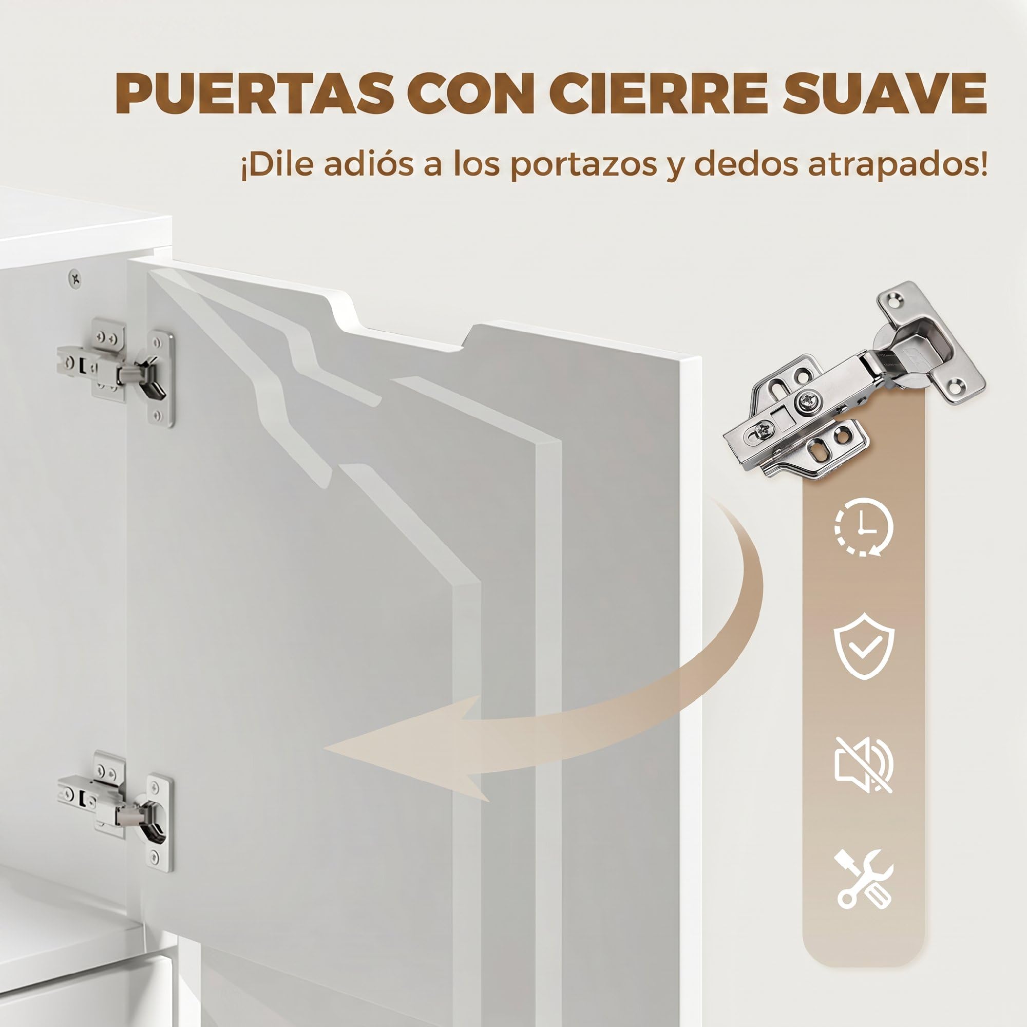 HOMCOM Cajonera Escritorio con 5 Cajones con Ruedas y Armario Blanco | Cajonera de Oficina, Cierre Suave, Soporte para Impresora, Mueble Archivador, para Oficina en Casa