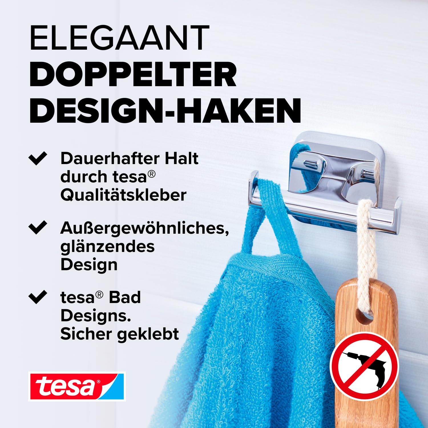 tesa ELEGAANT Doppel-Handtuchhaken – Bild 2