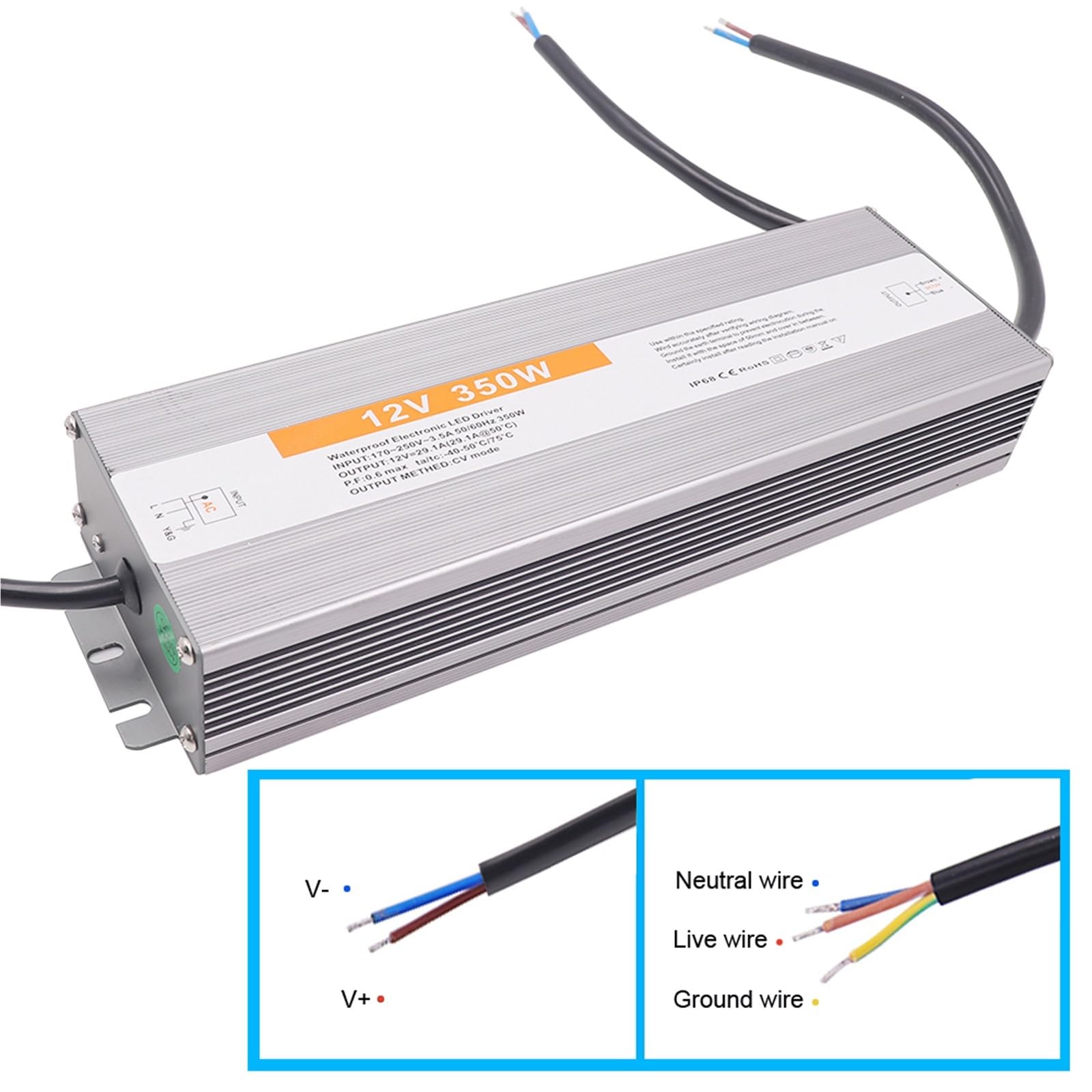 Alimentatore LED impermeabile AC 110V 220V a DC 12V 24V Trasformatore adattatore interruttore 60W 100W 150W 200W 300W 400W 500W(60W,12 V)