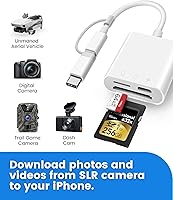Vista 5 de Lector de tarjetas SD para iPhone iPad, Oyuiasle visor de tarjeta SD digital para cámara de vigilancia con ranura dual para MicroSD/SD, adaptador