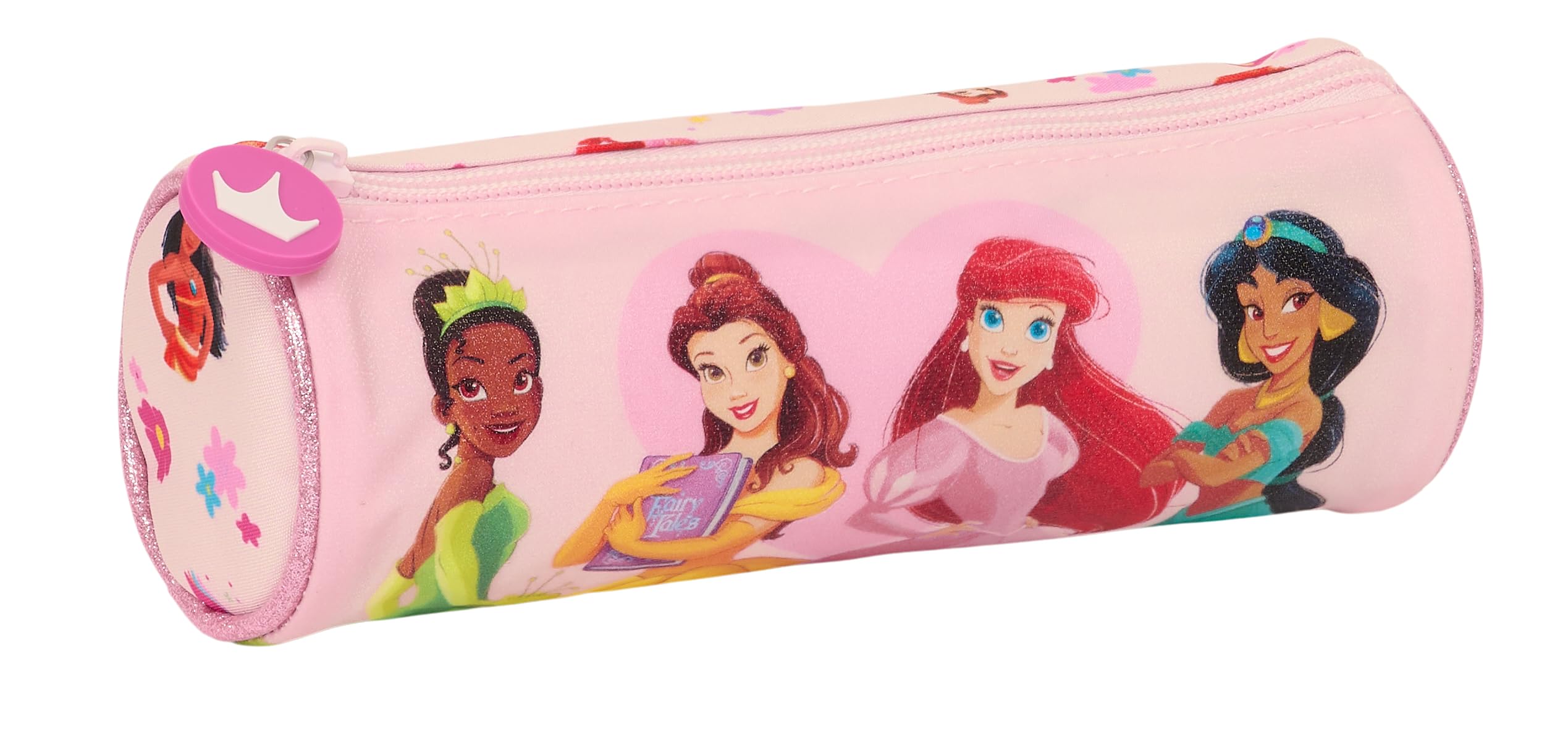 Princesas Disney Summer Adventures - Estuche Redondo Escolar, Estuche Infantil, Estuche Niño, Ideal para Niños de 5 a 14 Años, Cómodo y Versátil, Calidad y Resistencia, 20x7 cm, Color Rosa Claro