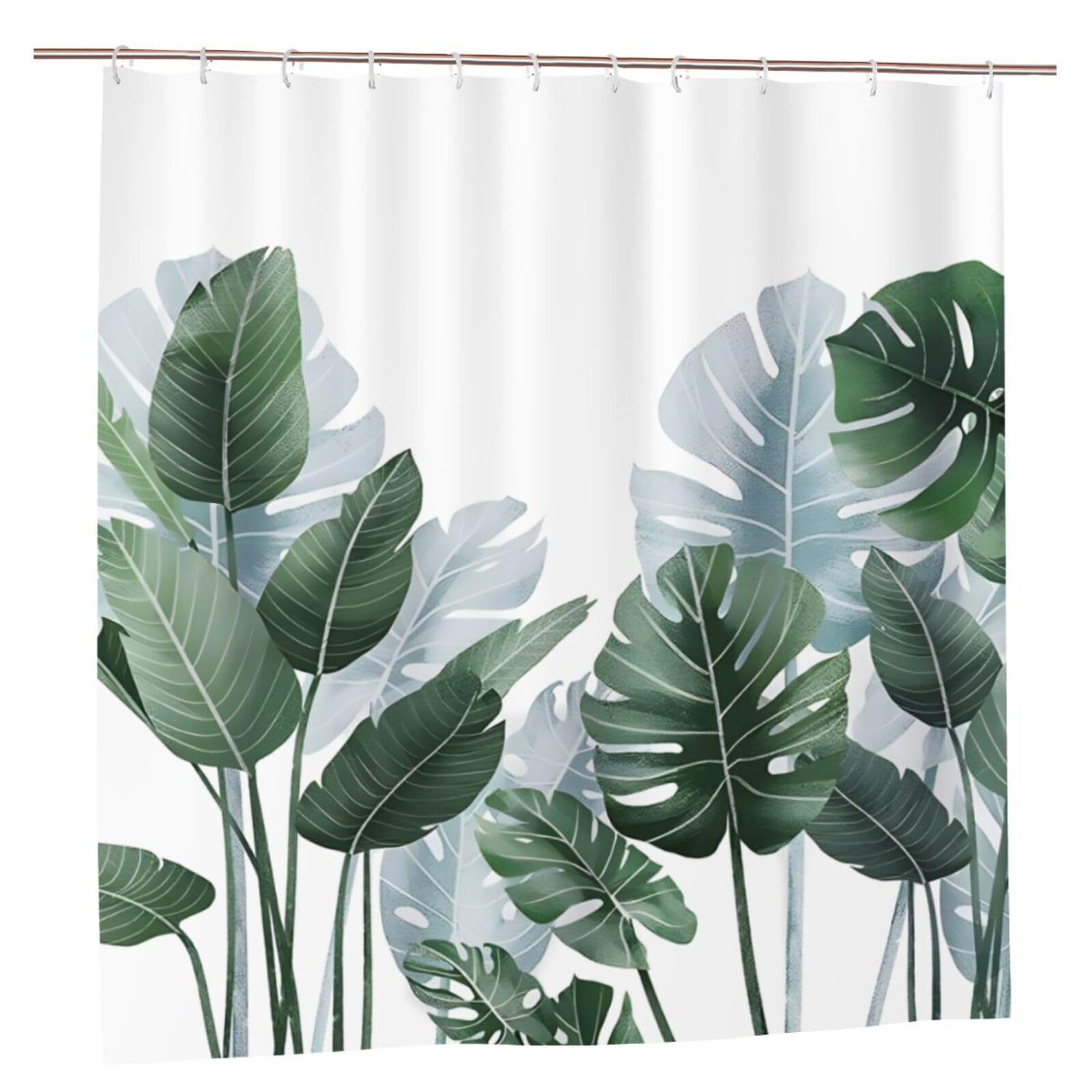 YUAOEUR 3D Garden Shower Curtain 60x72 Inch Nature Green Leaves Picture Outdoor Garden Green Trees Bathroom Personalized Decor Fabric with Hook
