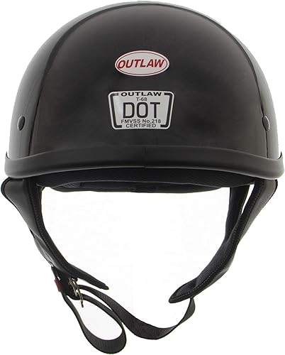 Miniatura 4 de Outlaw Helmets T68 - Casco de motocicleta negro brillante para hombres y mujeres, aprobado por DOT, unisex, para adultos, para bicicleta, scooter,