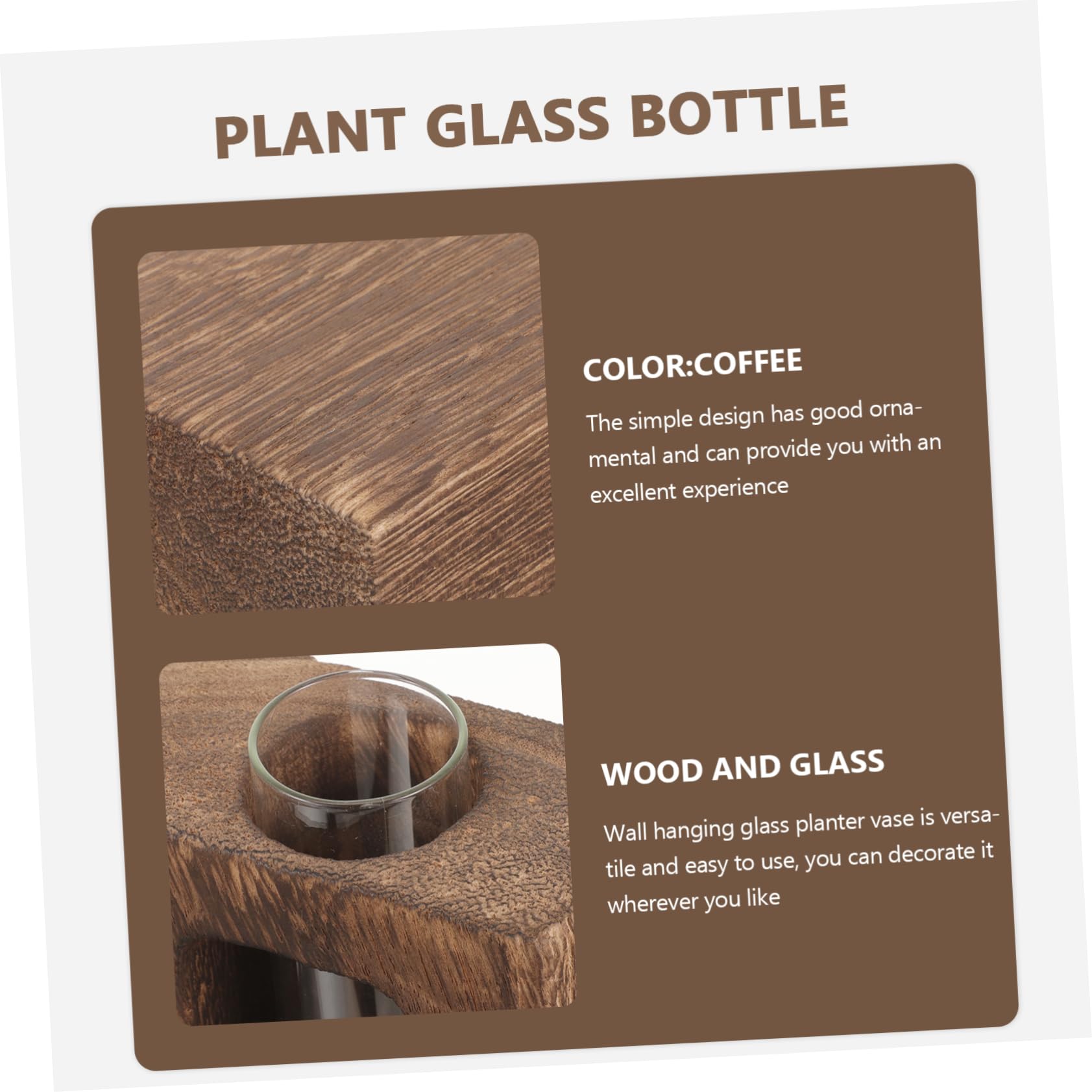 Vase Hydroponique Mural en Verre avec Support en Décoration Murale pour Plantes Suspendues Jardinière Verticale Maison Bureau Vase et Élégant