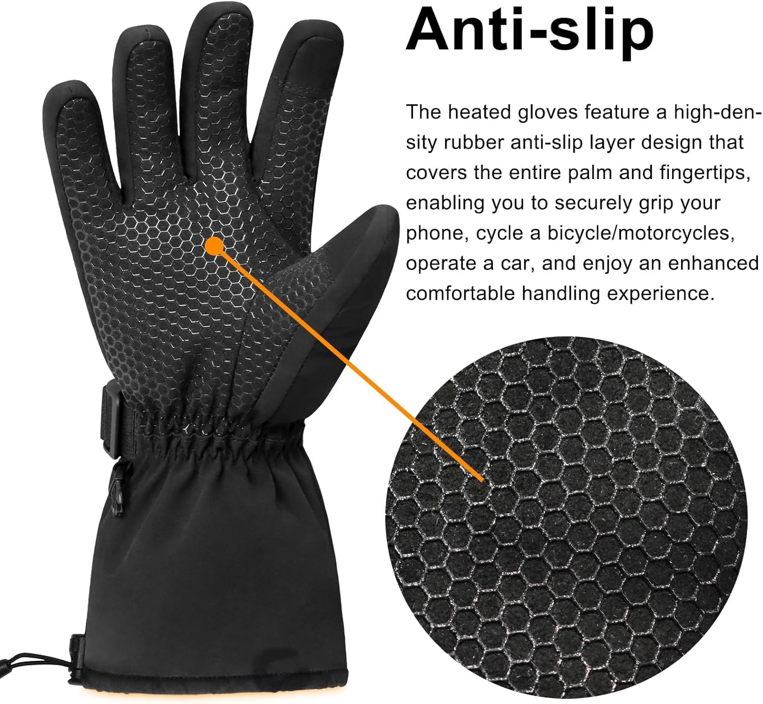 Loowoko Gants Chauffants avec Batterie 7.4v 3000mah × 2, 3 Niveaux de Chauffage, imperméables, écran Tactile, Gant Chauffant USB pour Le Travail en extérieur, Moto, Velo, Ski, Escalade, randonnée