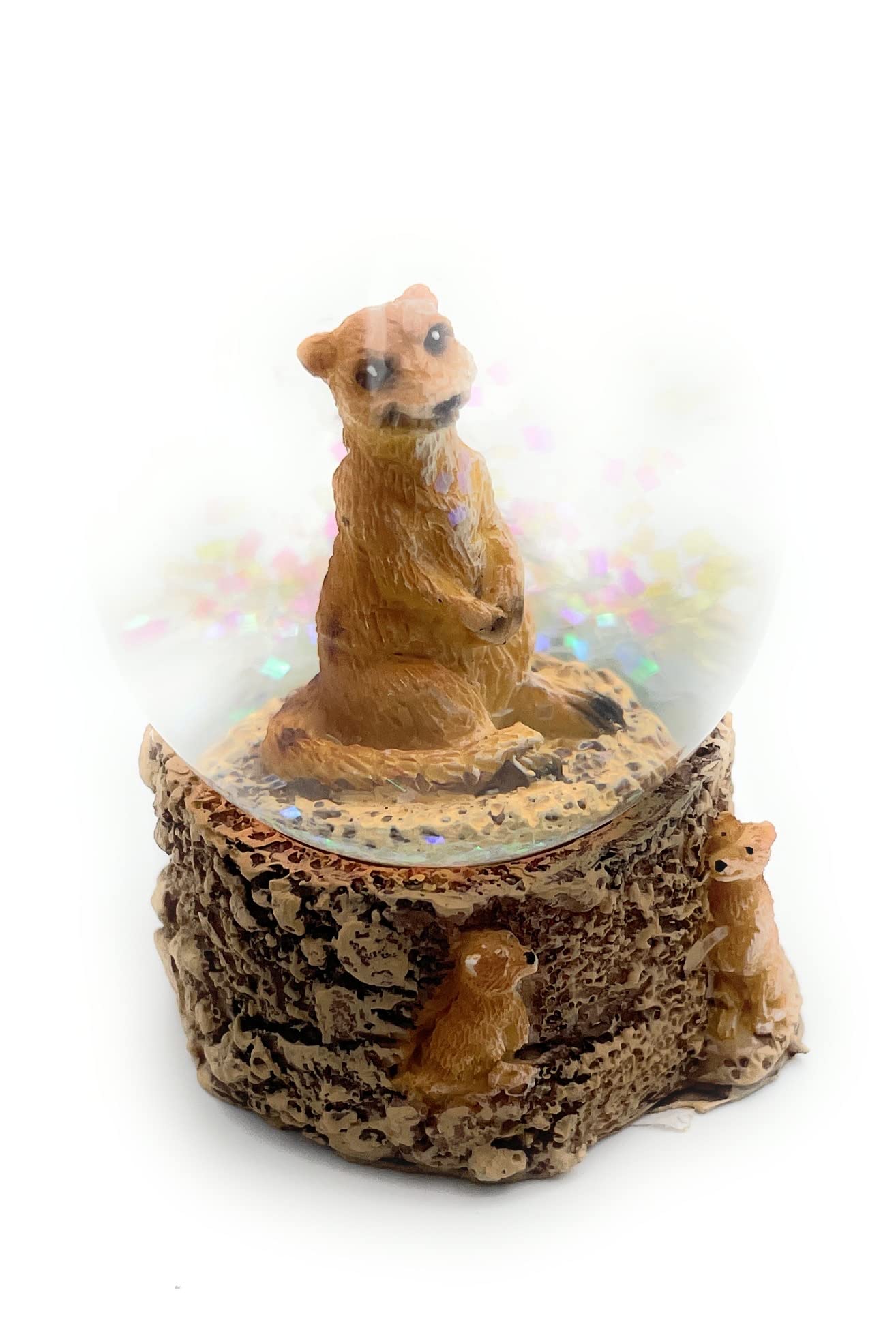 Onwomania Colourful Meerkat Surikate Scarrtier Height 6.5 Cm Snow Globe Glitter Ball Shake Ball Multicoloured