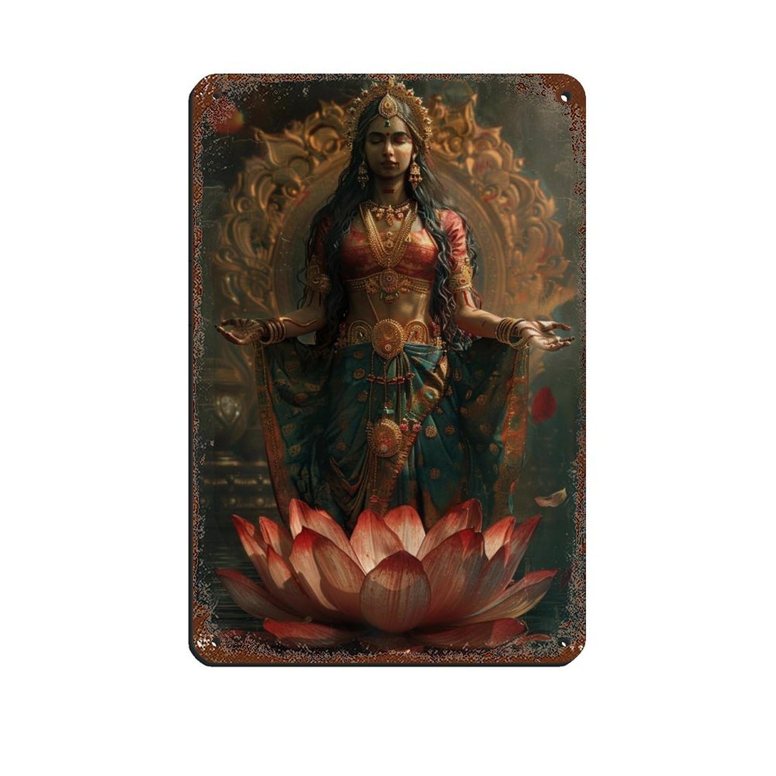 Lakshmi Art-Goddess Art (3) Tin Sign Vintage Metal Pub Club Cafe Bar Home Wall Art Decoration Poster Retro 8x12inch(20x30cm)