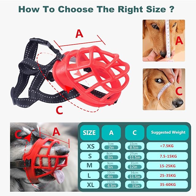 Foto 3 de 7 de PETCUTE Bozal para Perro Bozal Perro PequeñO Medianos Grandes Anti Ingestas Previene Mordidas para Que No…