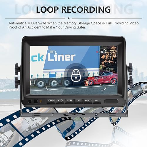 Miniatura 6 de Vekooto Kit de sistema de cámara de respaldo de 1080p, monitor de 7 pulgadas, cámara de cable de 1080P, visión nocturna a color, impermeable, diseño