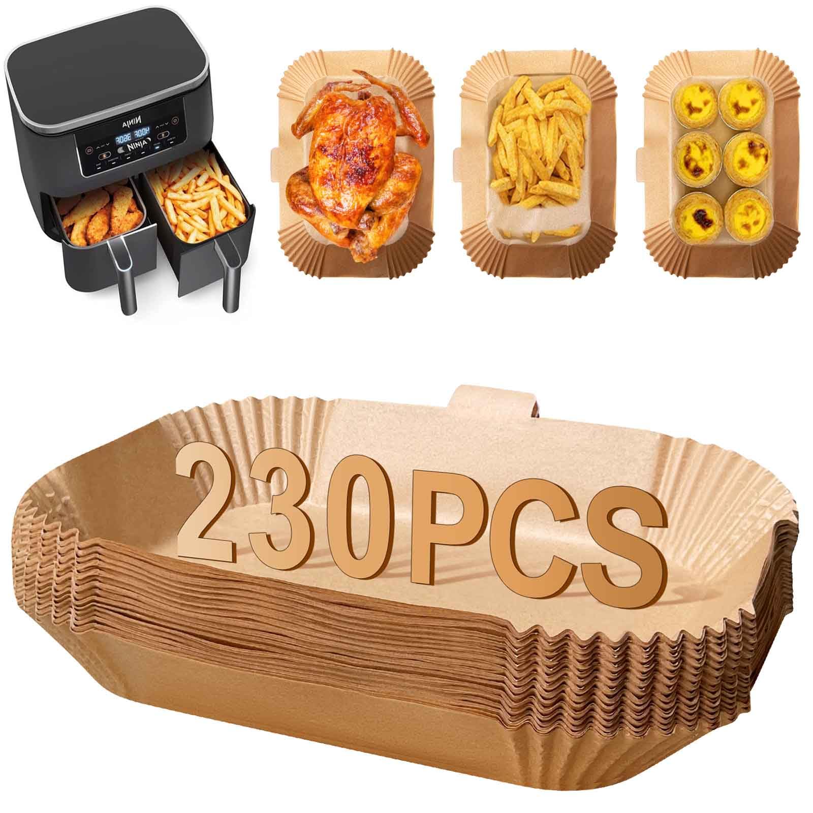 230PC Air Fryer Liners, Upgraded Dual Ninja Air Fryer Liners Disposable, Air Fryer Accessories with Curved Handle for Ninja AF300UK AF400UK, Salter, Tower and Other Dual Zone Air Fryer