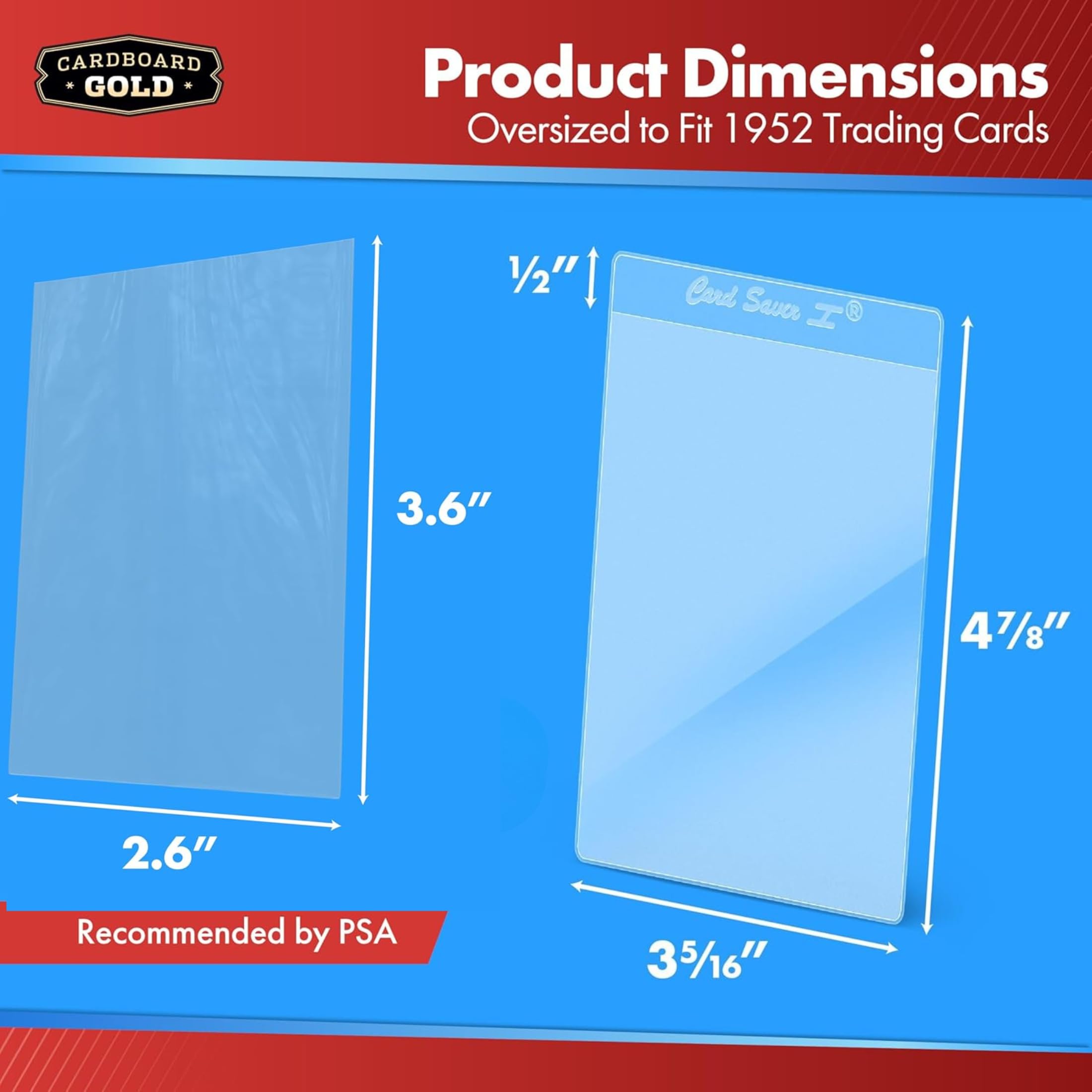 Cardboard Gold Card Saver 1 wSleeves - Semi Rigid Holders - 50 Count | PSA BGS SGC Grading Submissions Acid-Free Polypropylene Protectors Includes Bonus Sleeves Binder Storage Compatible product thumbnail 6