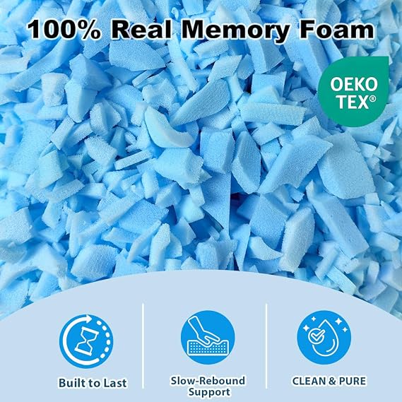 Bean Bag Filler 20lbs - Shredded Memory Foam Refill, Soft & Supportive Stuffing for Bean Bag Chair, Couch, Cushion, Dog Bed, Punching Bag, Pillow & Crafts