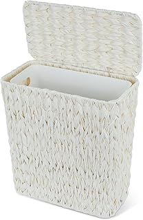 Wicker Trash Can with Lid and Liner,Boho Decotative Small Bathroom Trash...
