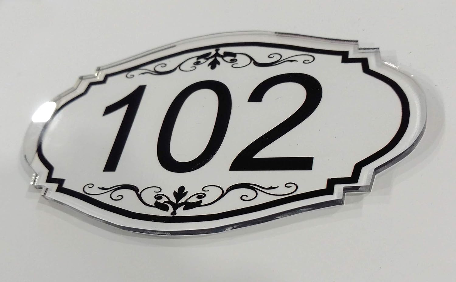 Custom Room Number Plaque, Acrylic Sign Plate for Office, Hotel, and Public Facilities, Premium Quality, Stylish & Durable (7"x4"-Silver, Style-A)